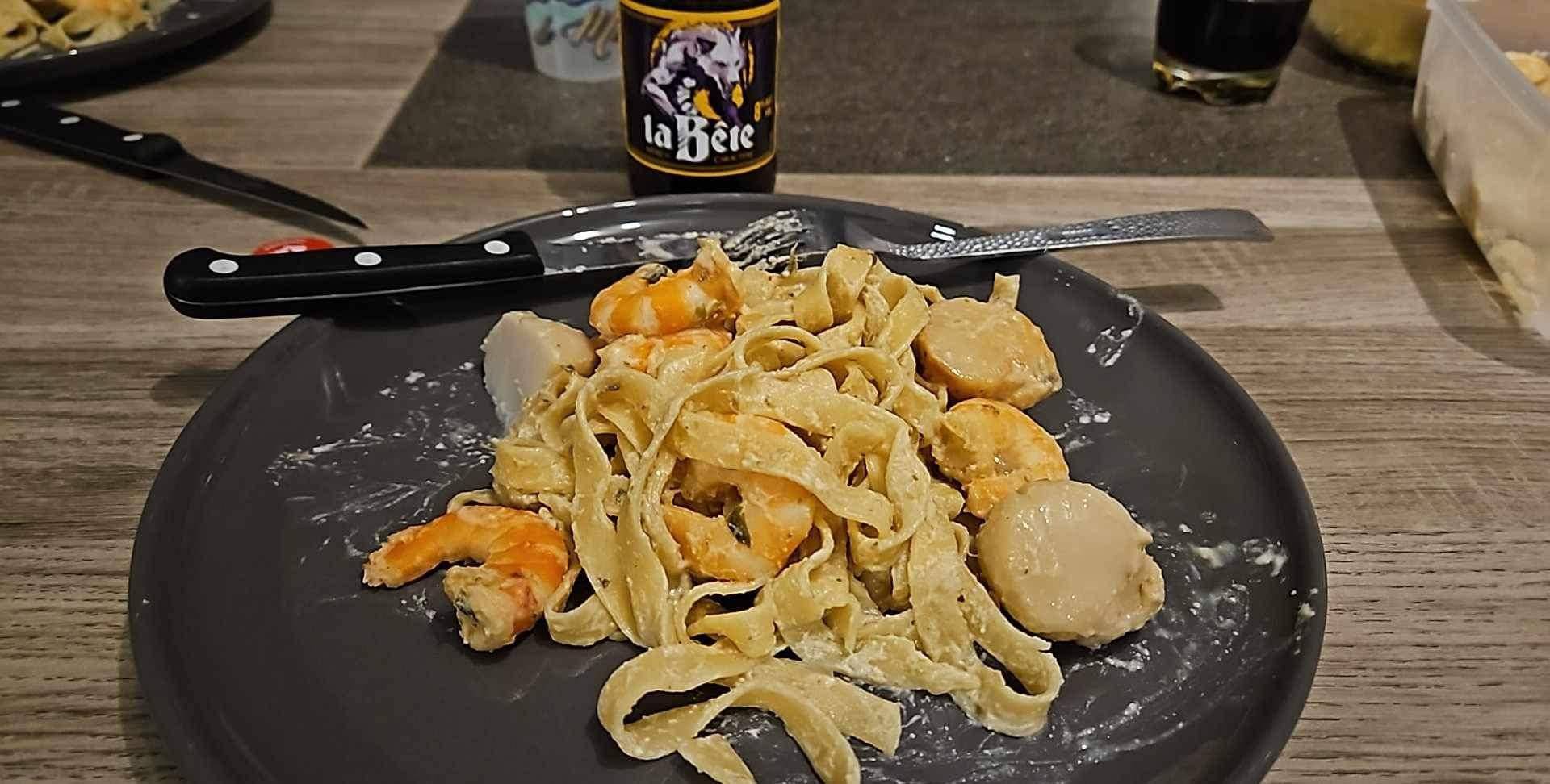 Tagliatelle noix de saint Jacques et crevettes - Recette Cookeo | Moulinex