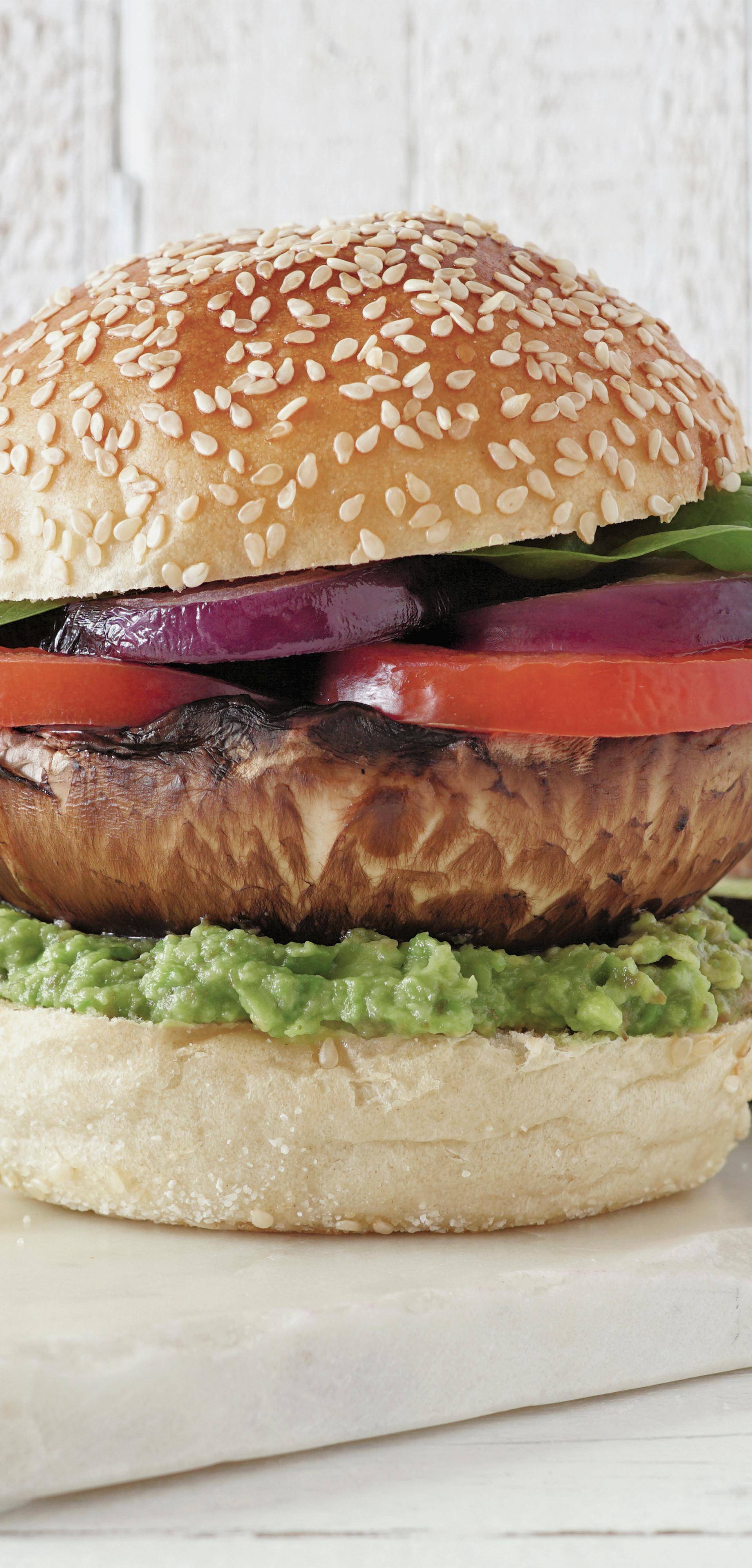 Vegan burger met gegrilde portobellochampignon - Recette Easy Fry Max | Moulinex