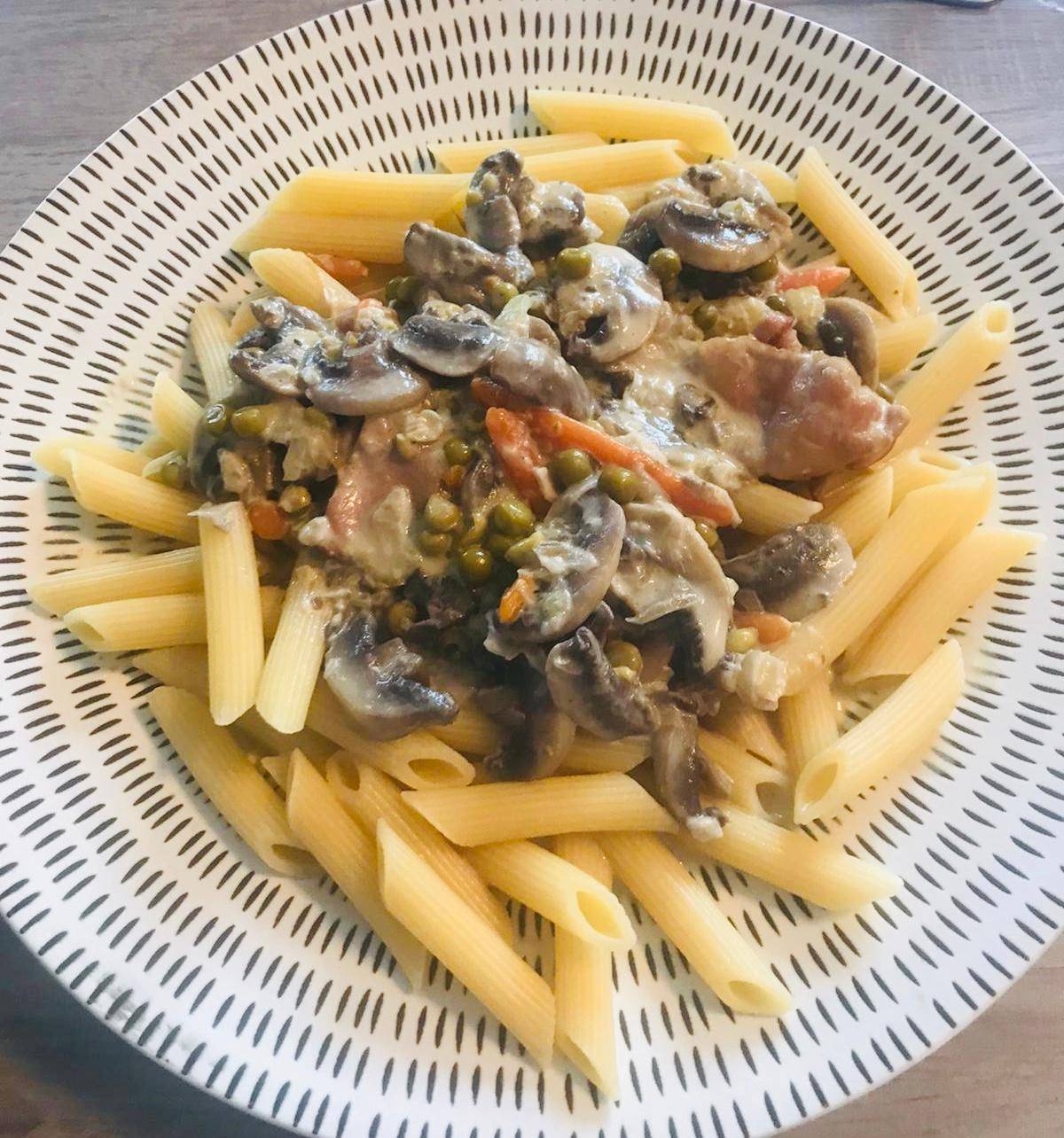 Penne aux légumes et au bacon - Recette Companion XL | Moulinex