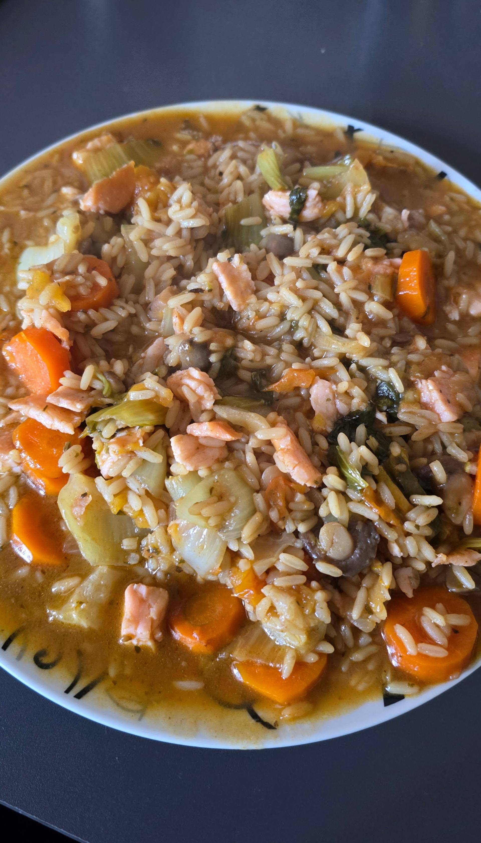 Riz complet chou pak choï et saumon fumé - Recette Cookeo | Moulinex