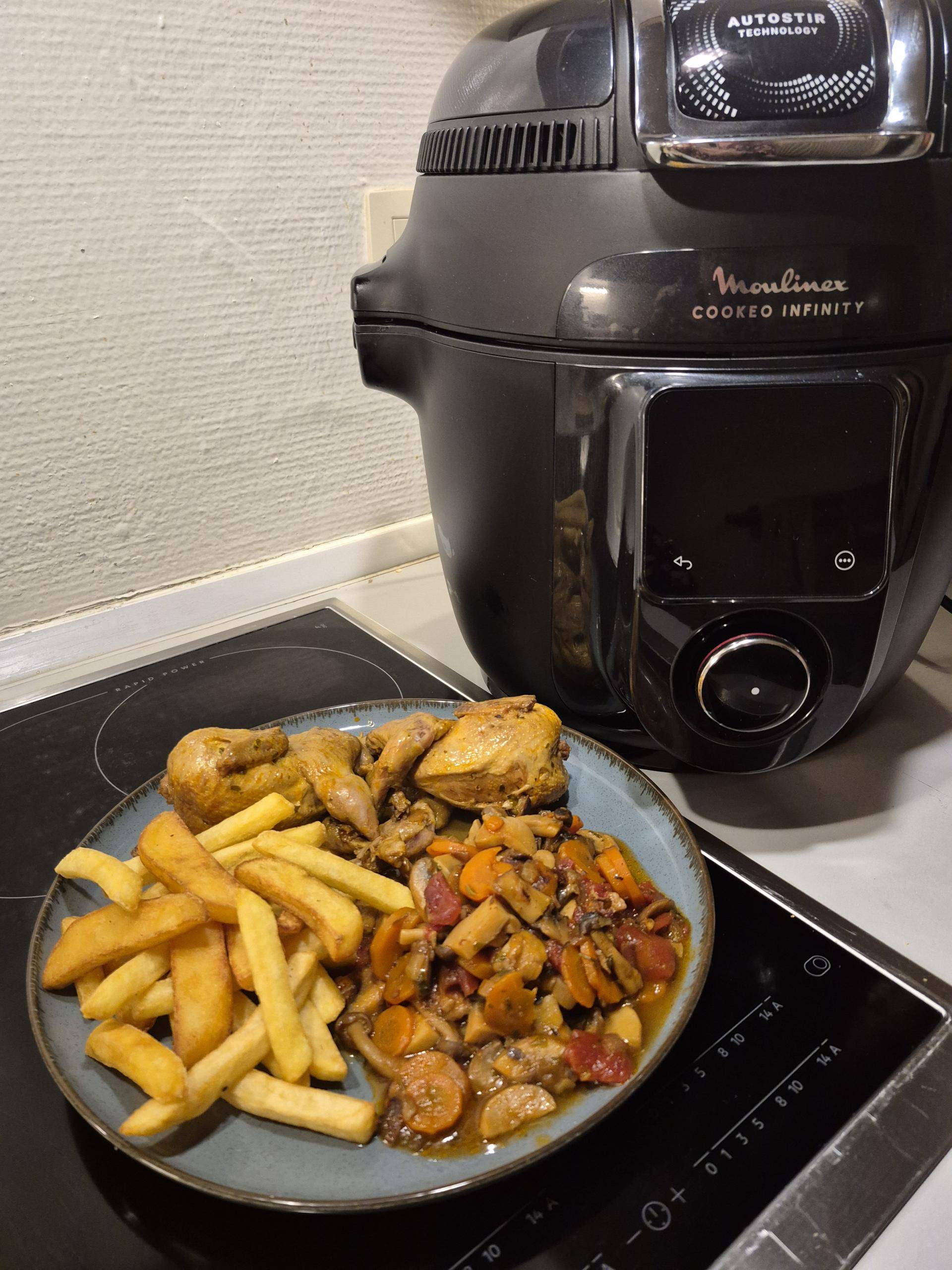 Cailles au vin blanc champignons et carottes - Recette Cookeo Infinity Autostir | Moulinex