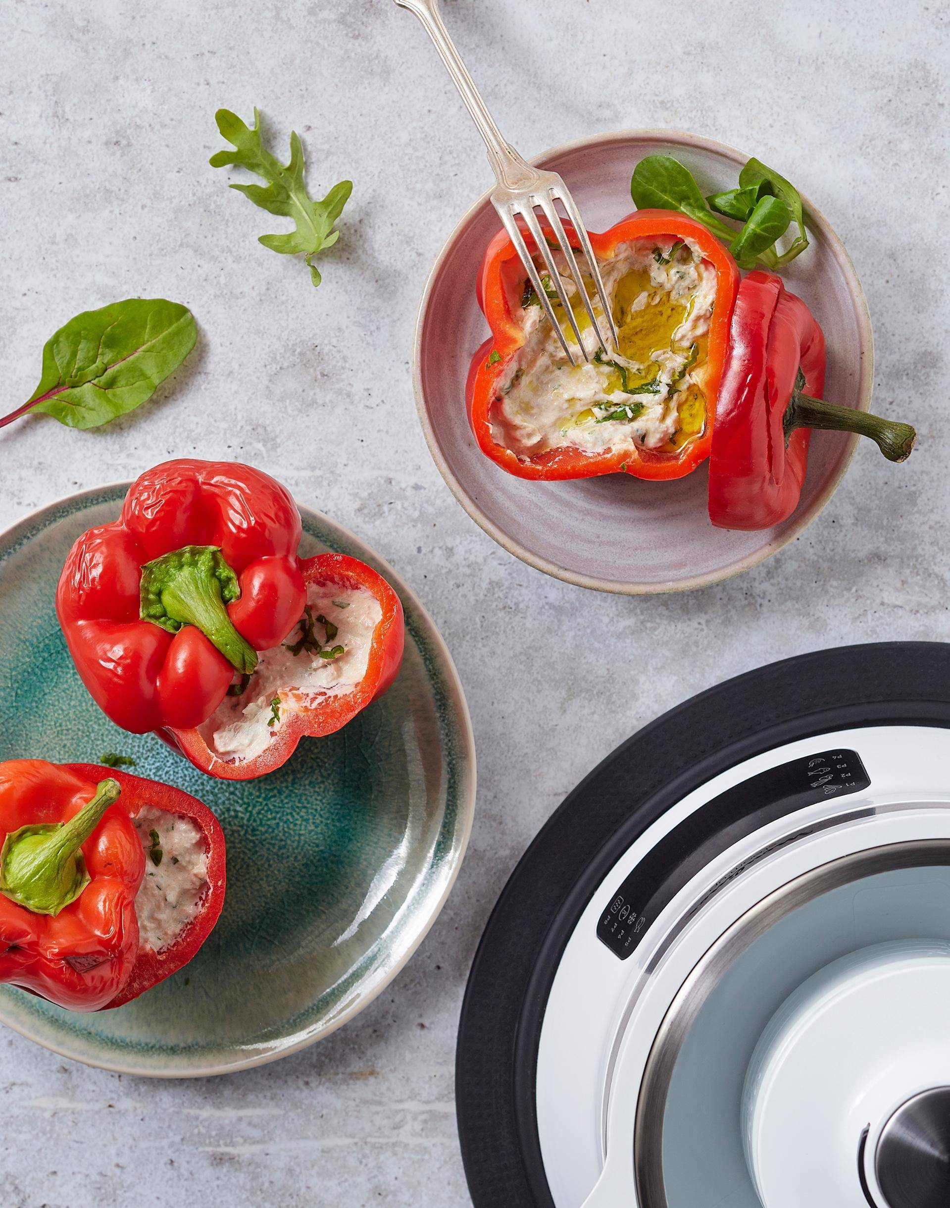 Poivrons farcis au thon - Recette Cuiseur vapeur | Moulinex