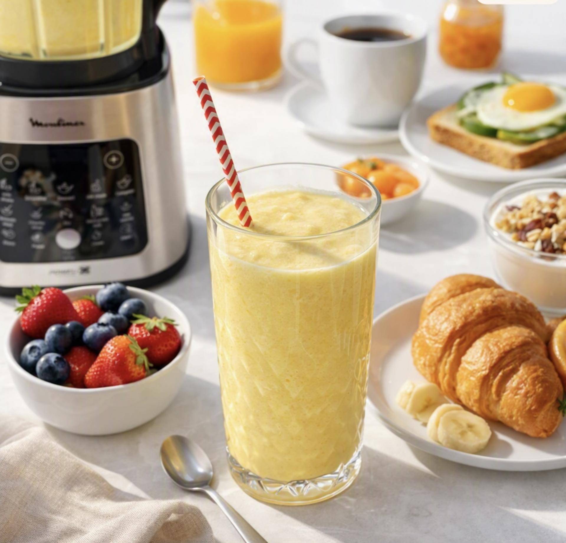 Smoothie du matin : orange banane kiwi mangue et lait - Recette Perfectmix Cook | Moulinex