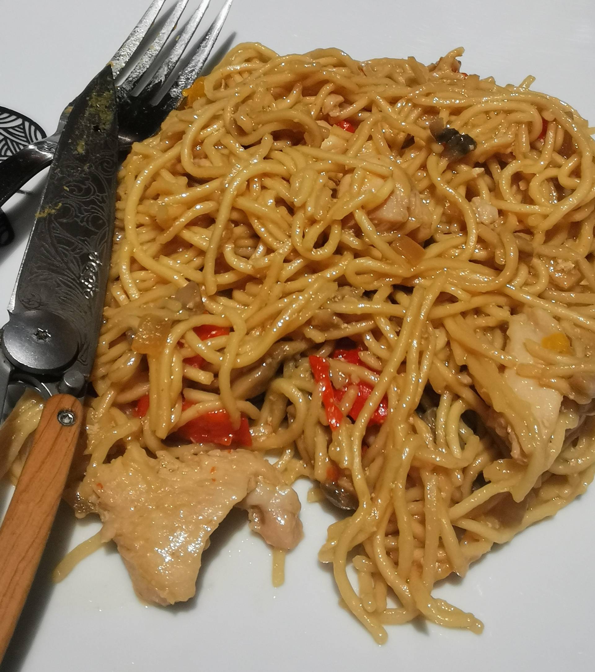 Nouilles chinoise poulet et poivrons - Recette Cookeo | Moulinex