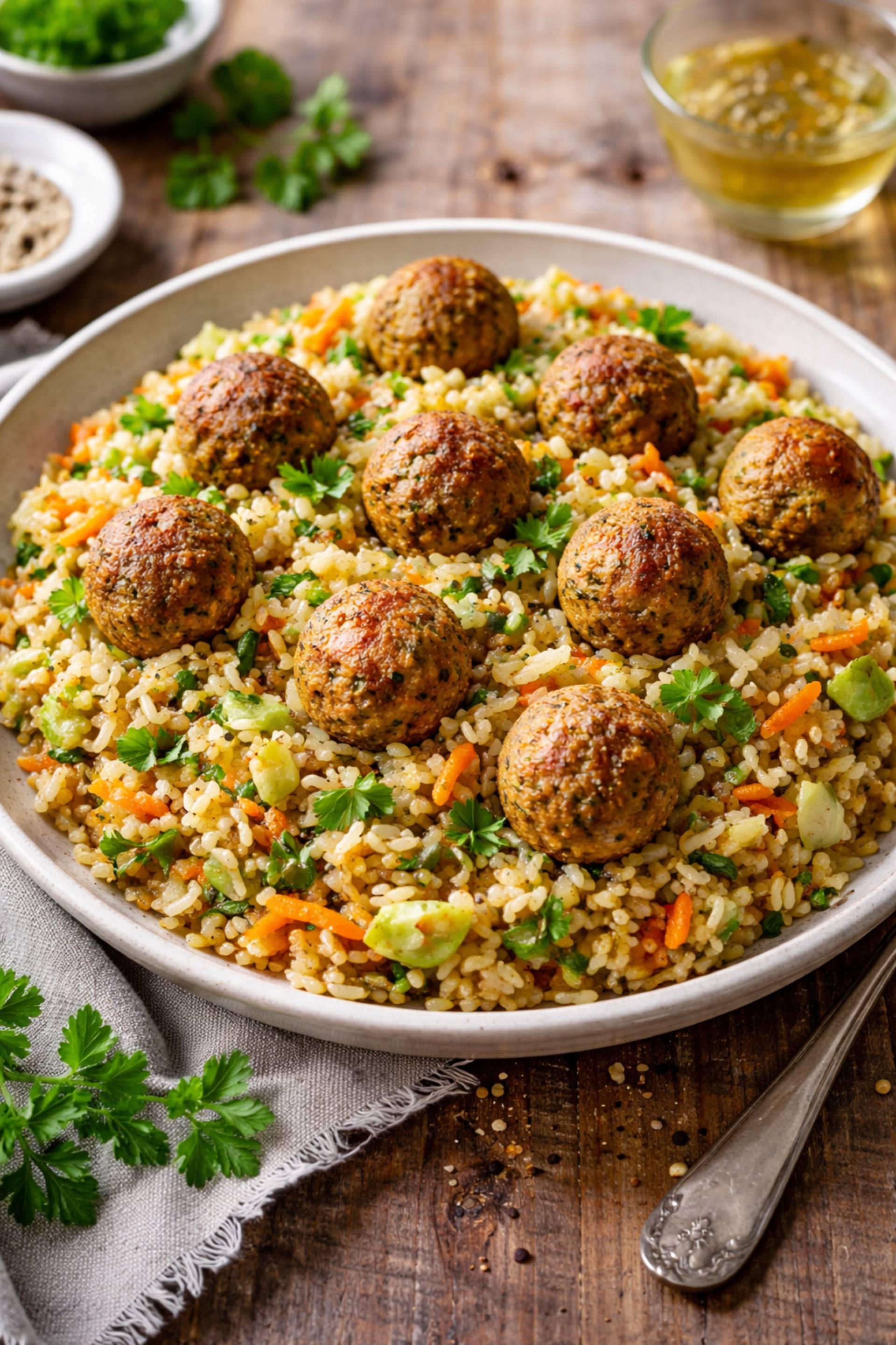 Vegan Wok riz complet, légumes et boulettes végétales - Recette Cookeo V3 | Moulinex