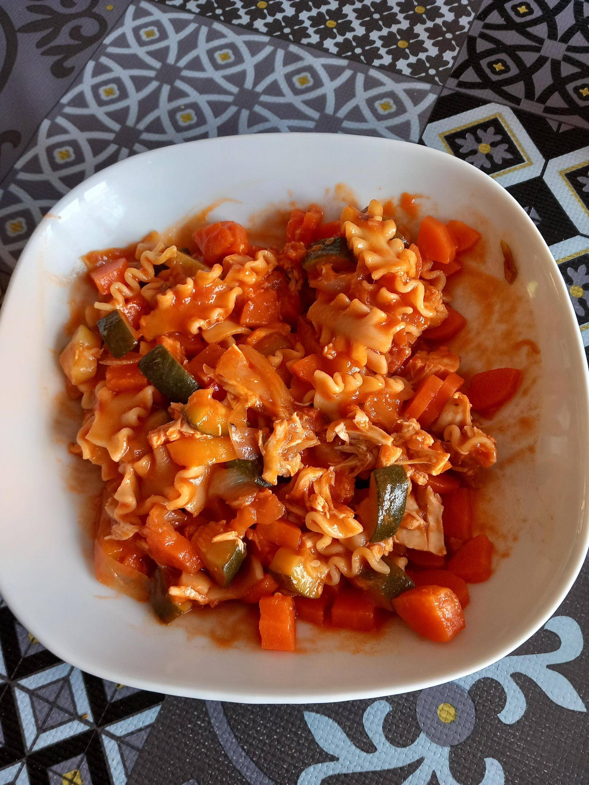 Pâtes, chorizo et petits légumes - Recette Cookeo | Moulinex