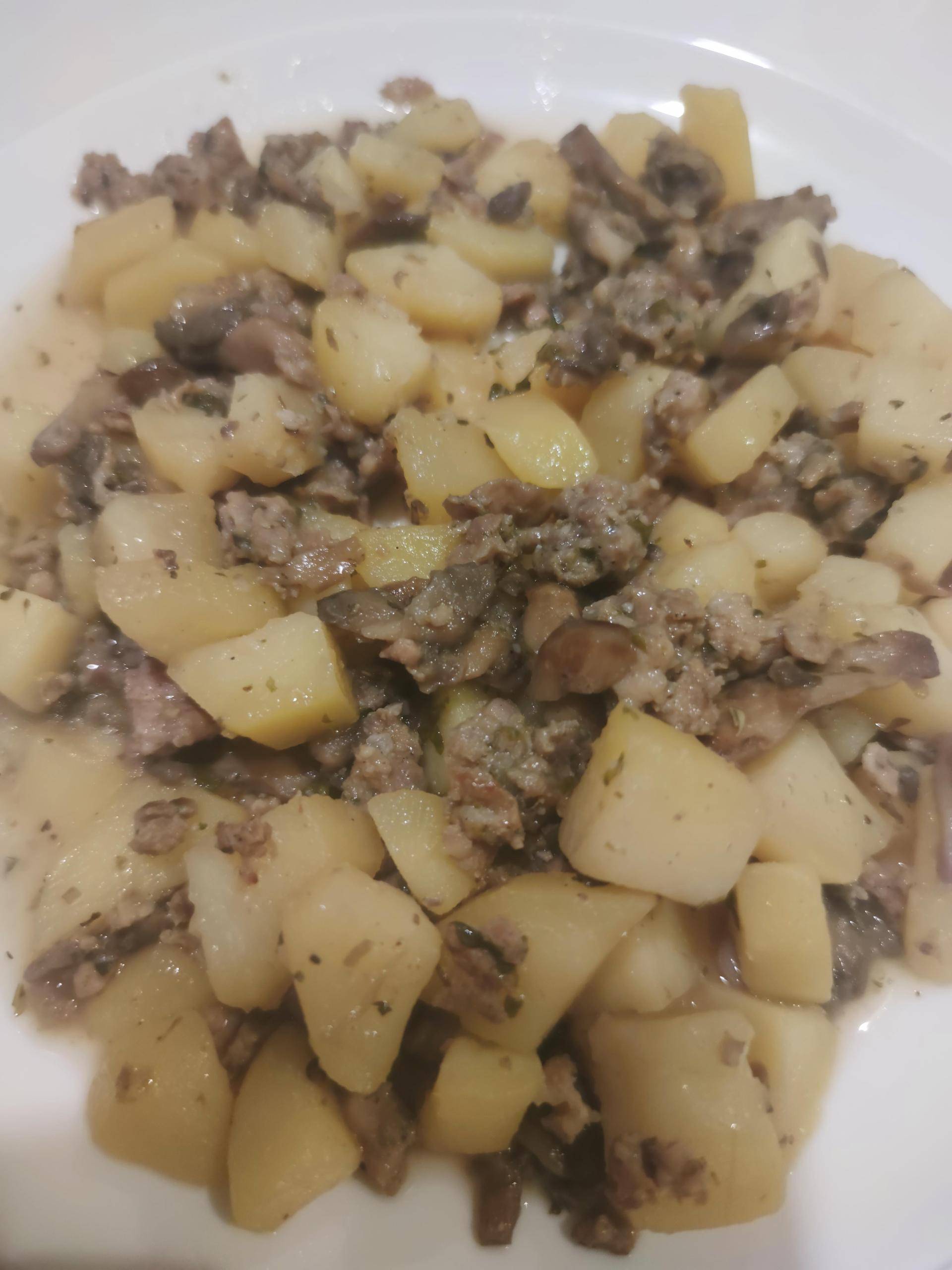 Poêlée patate et chair à saucisse au champignons de Paris - Recette Cookeo | Moulinex