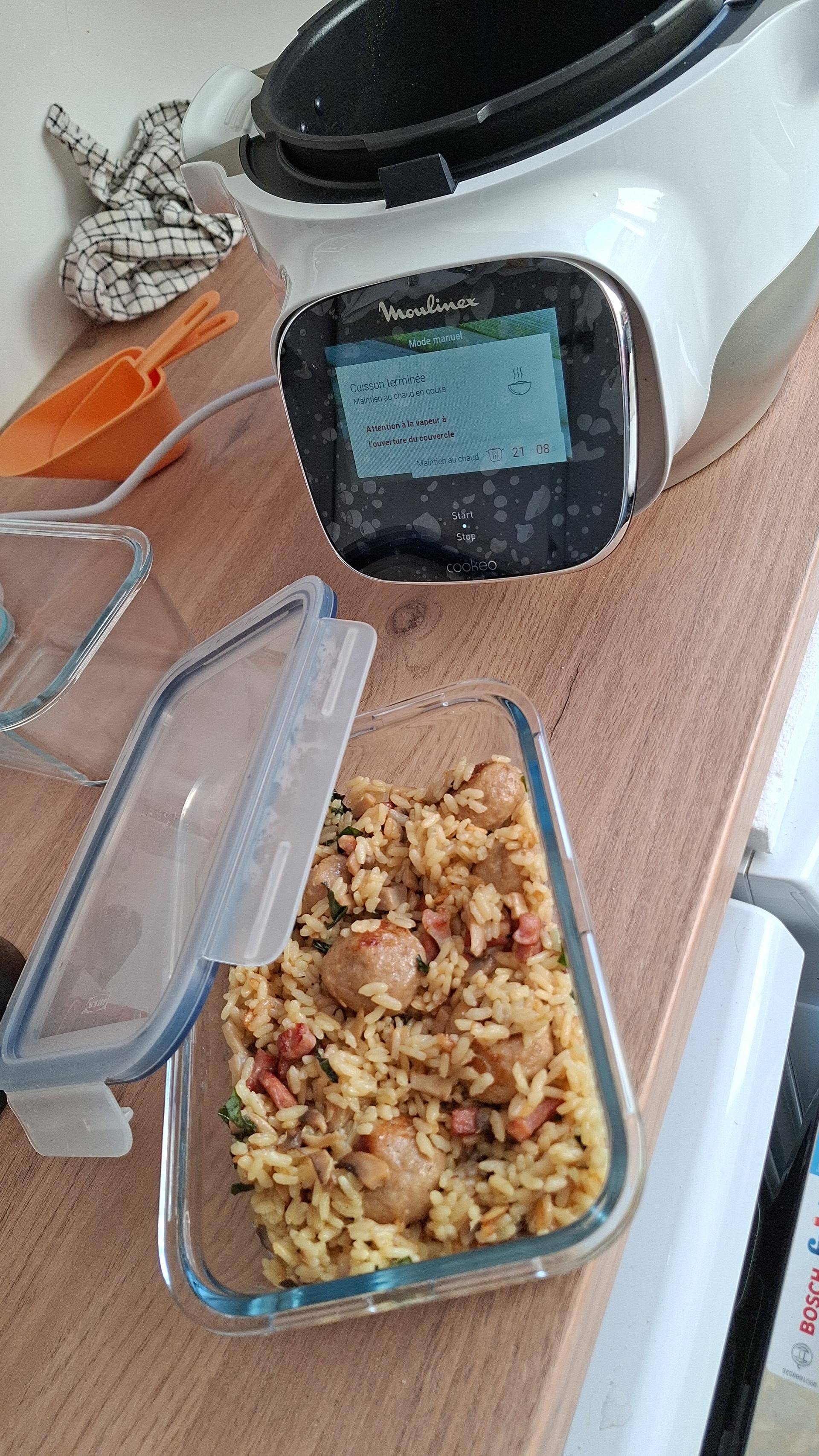 Risotto boulettes porc lardons champignons - Recette Cookeo V3 Mini | Moulinex
