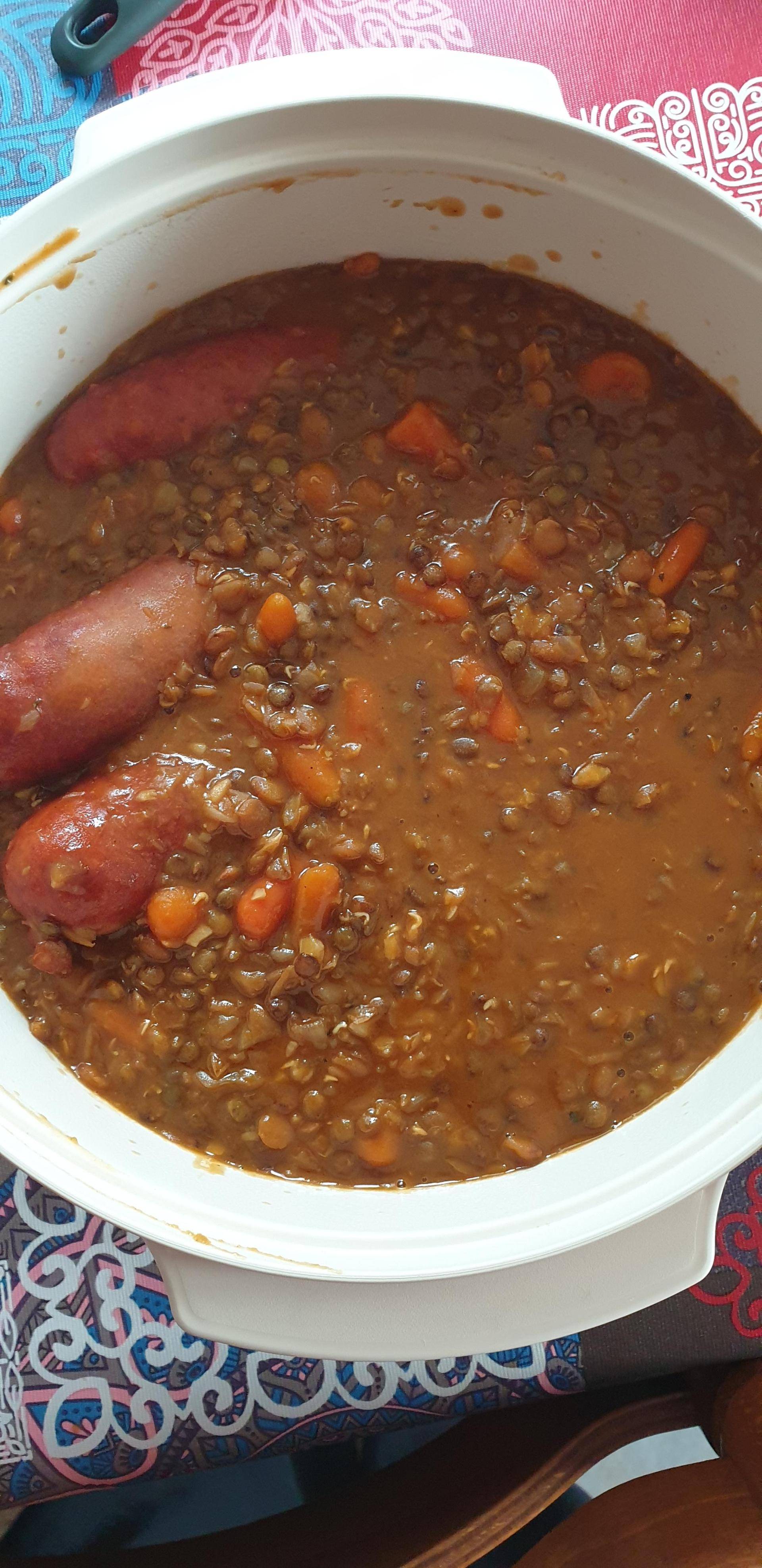 Duo de lentilles à la saucisse - Recette Companion Connect XL | Moulinex