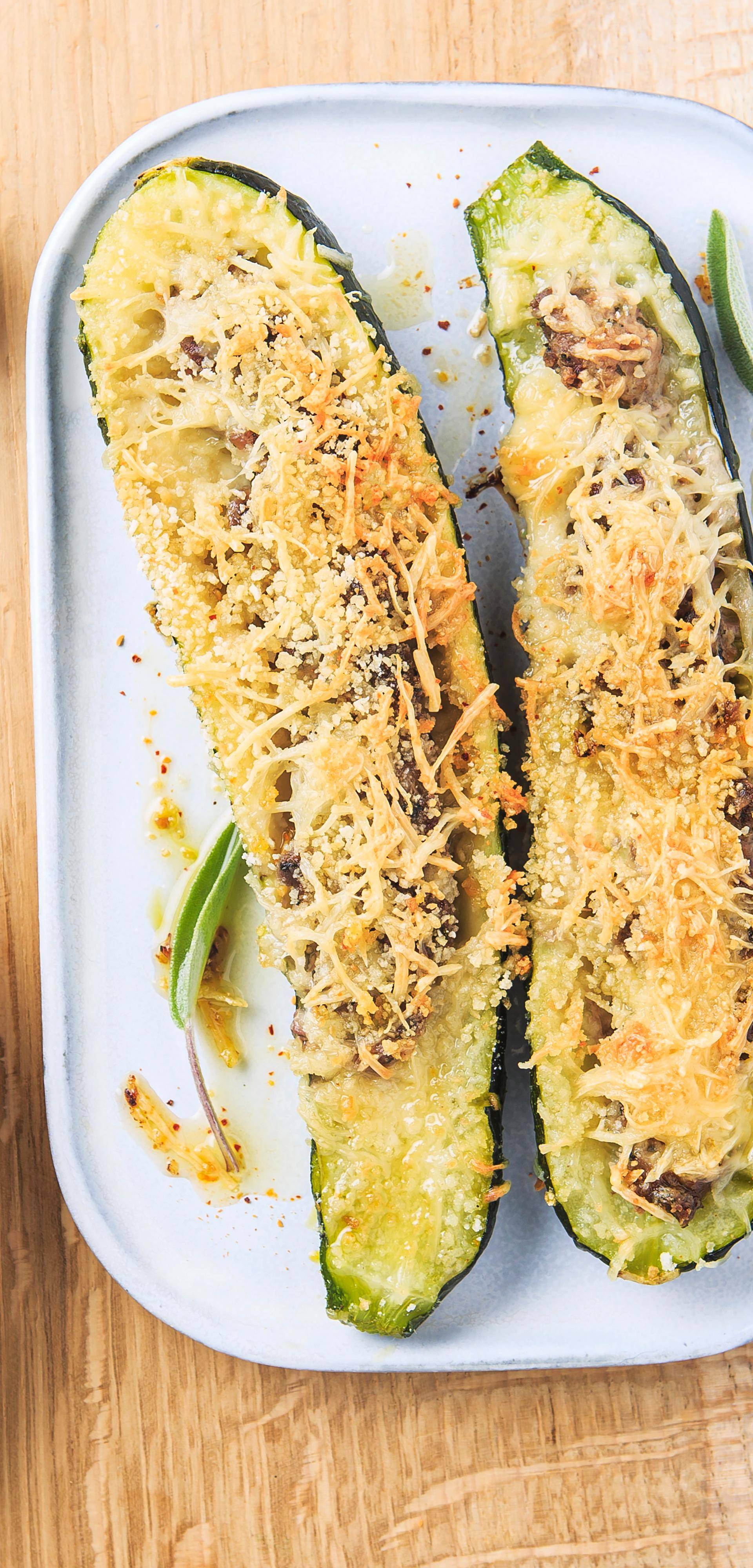 Vegetarische gevulde courgettes - Recette Easy Fry Compact | Moulinex
