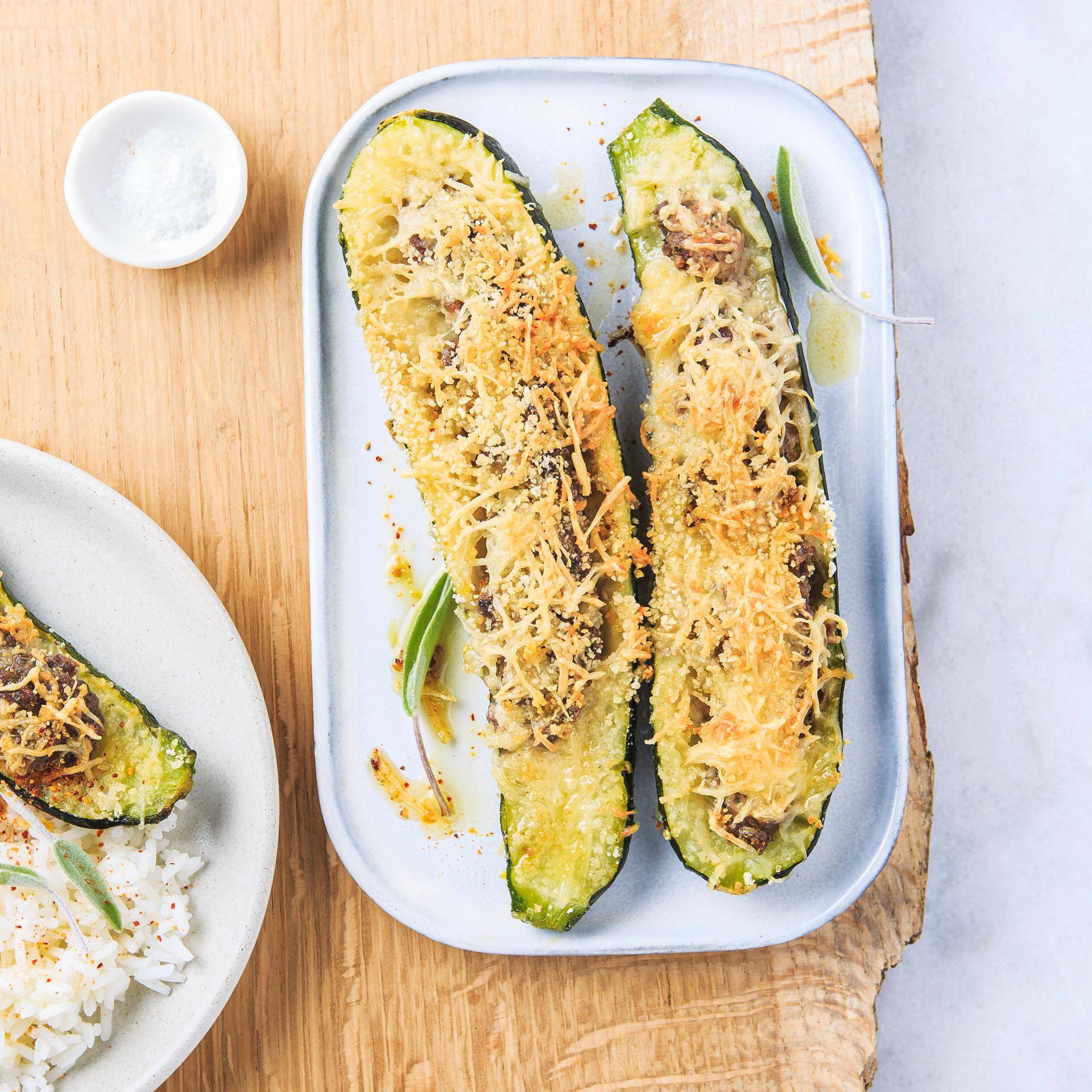 Vegetarische gevulde courgettes - Recette Easy Fry Compact | Moulinex