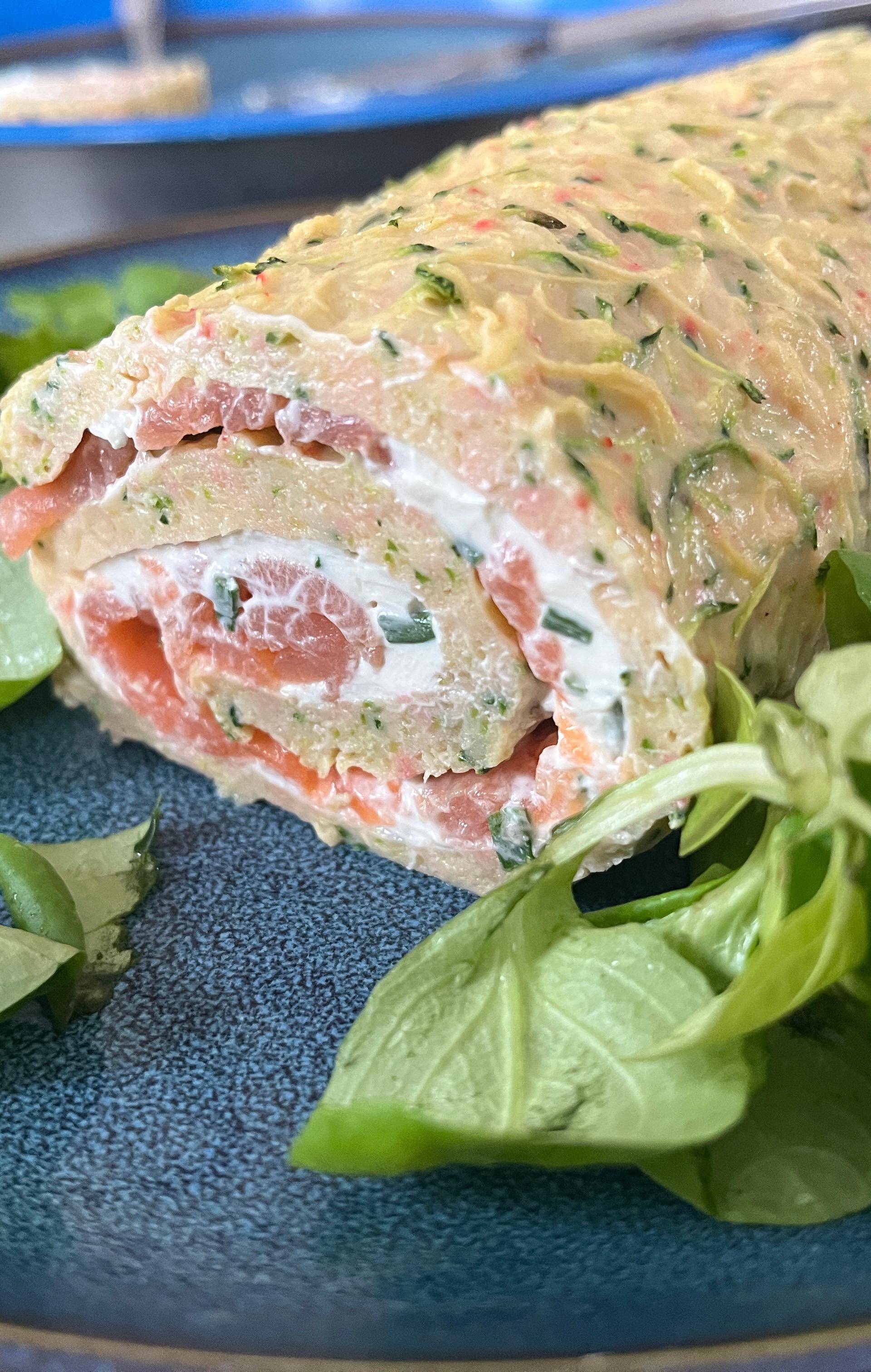 Rouler aux courgettes, saumon, fumé et fromage frais - Recette Companion Connect XL | Moulinex