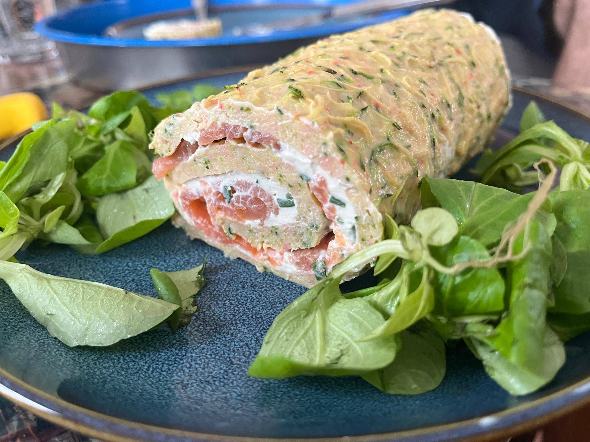 Rouler aux courgettes, saumon, fumé et fromage frais - Recette Companion Connect XL | Moulinex