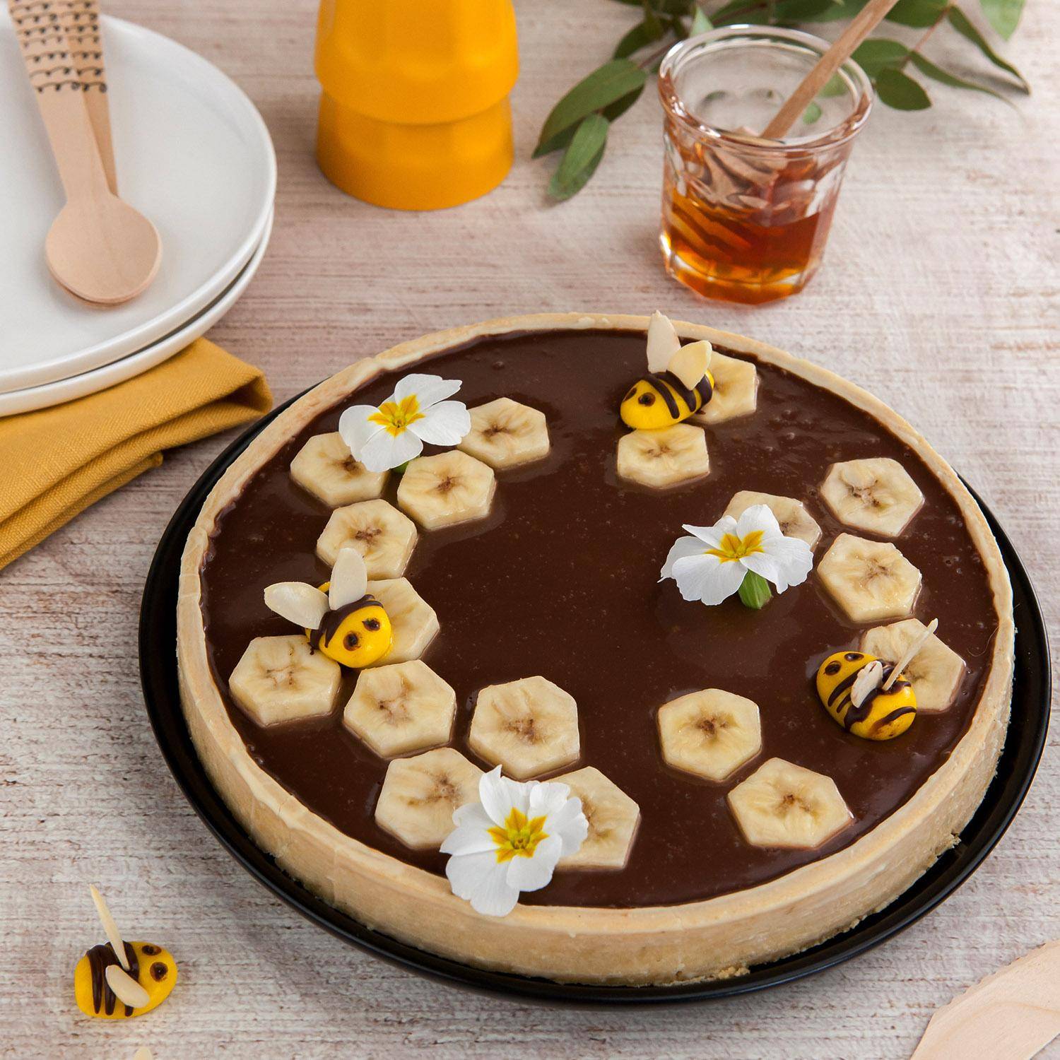 Tarte abeilles chocolat caramel banane - Recette Companion | Moulinex