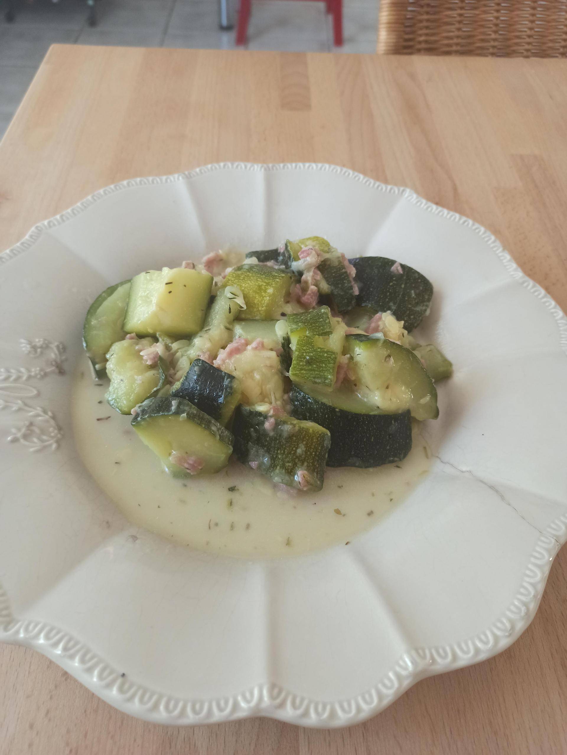 Courgettes au lardons et parmesan - Recette Companion Connect XL | Moulinex