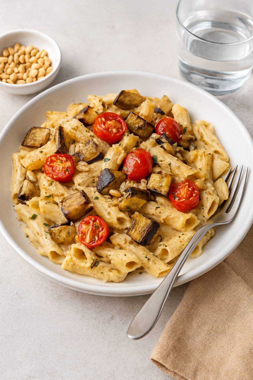 Pâtes ricotta, aubergines, tomates - Recette Companion Connect XL | Moulinex