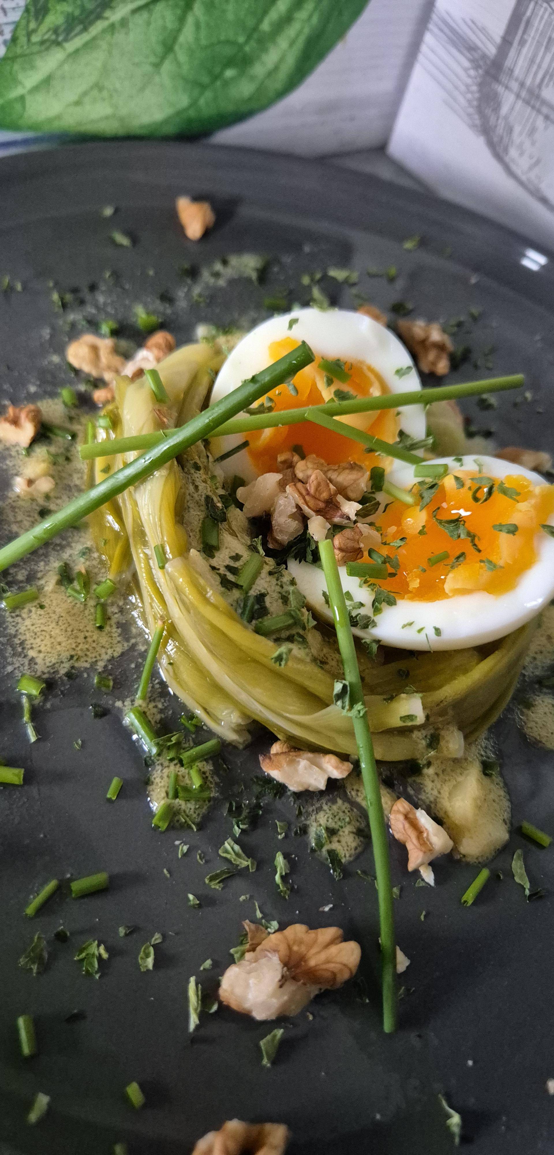 Poireaux vinaigrette chic œuf mollet crumble de noix - Recette Cookeo Infinity Autostir | Moulinex
