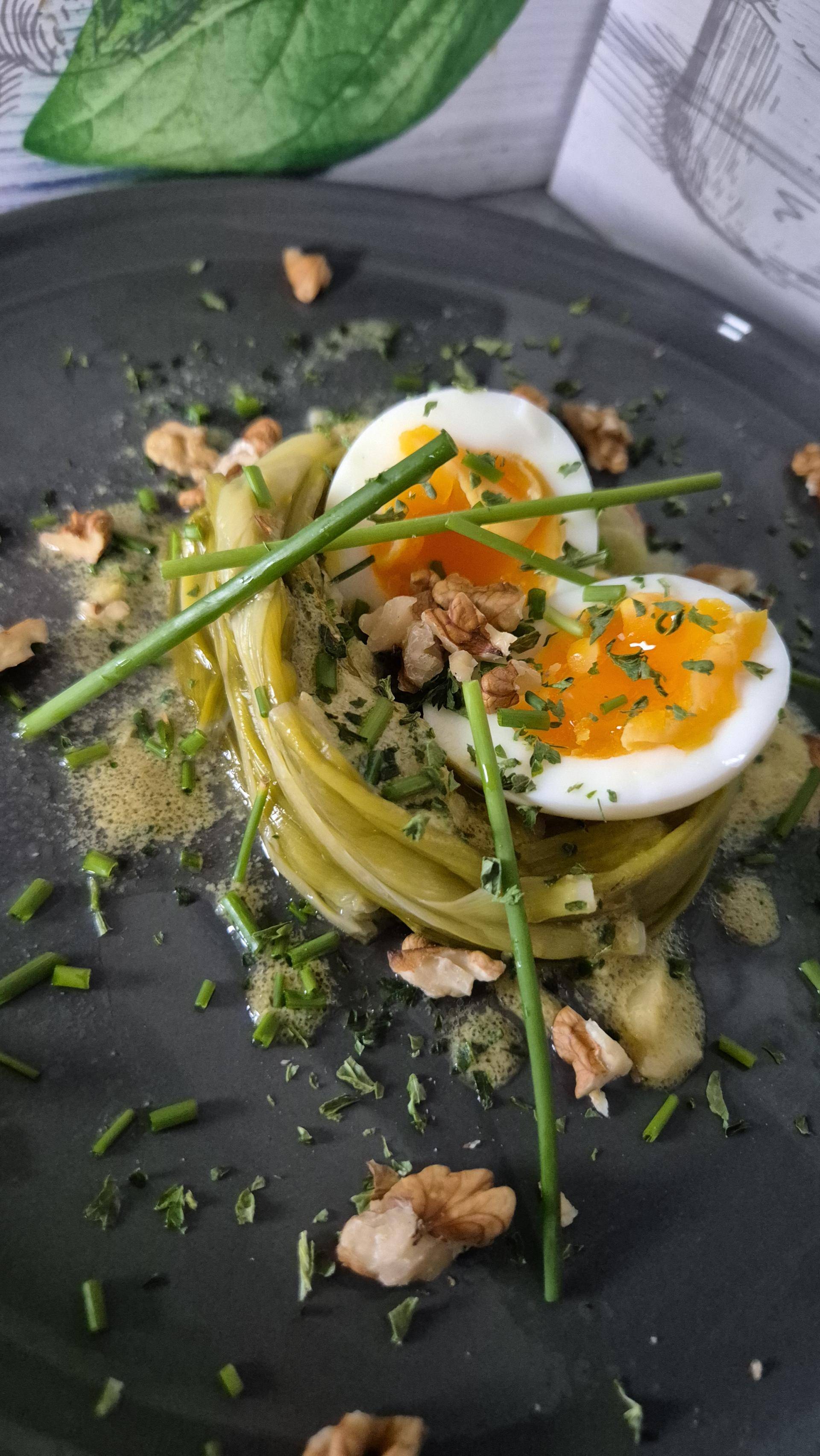 Poireaux vinaigrette chic œuf mollet crumble de noix - Recette Cookeo Infinity Autostir | Moulinex