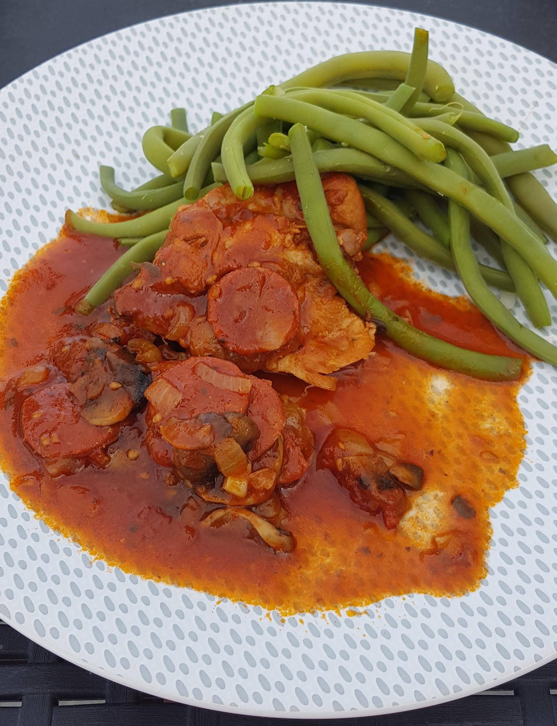 Poulet tomates champignons et chorizo - Recette Cookeo | Moulinex