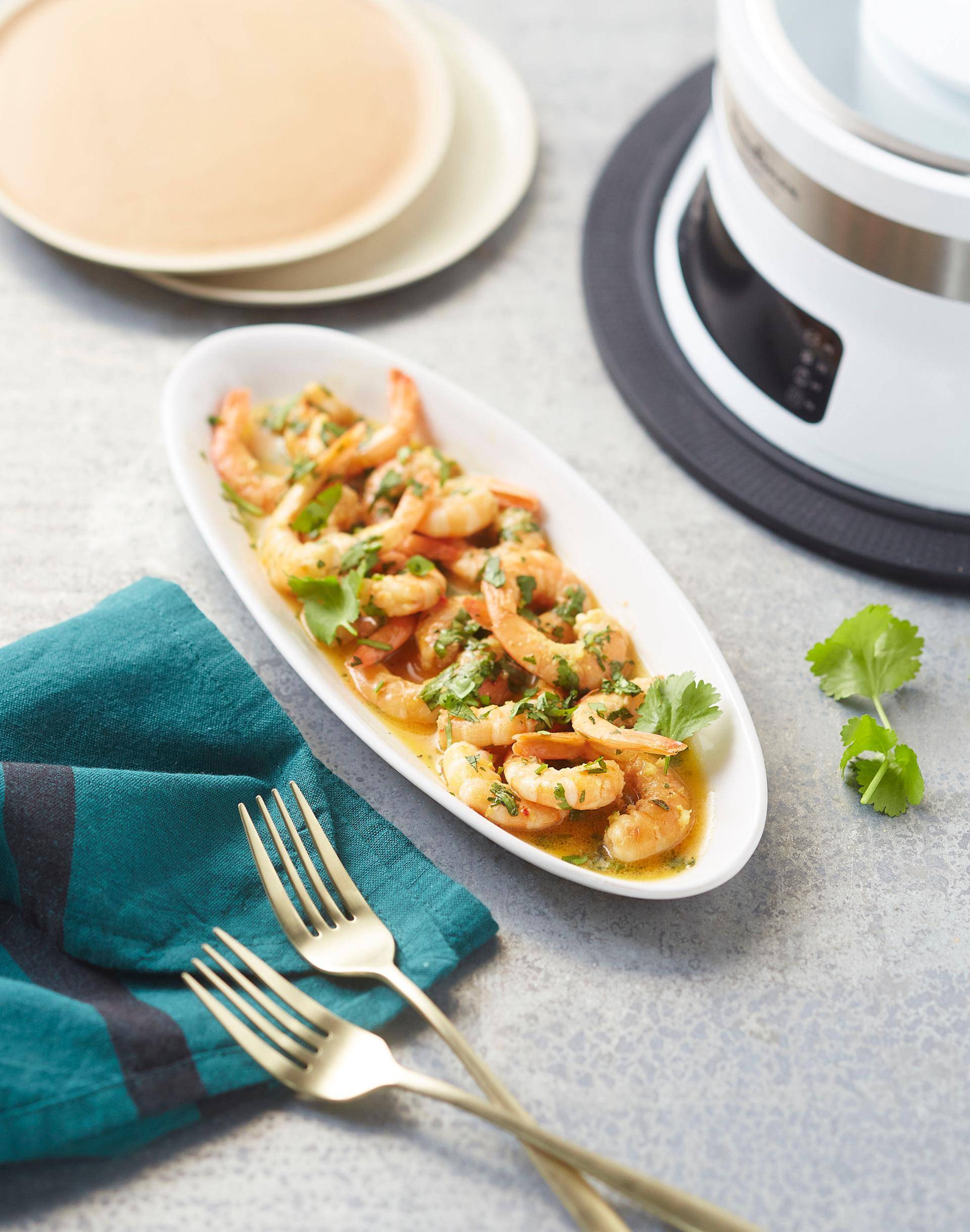 Crevettes au beurre citronné - Recette Cuiseur vapeur | Moulinex