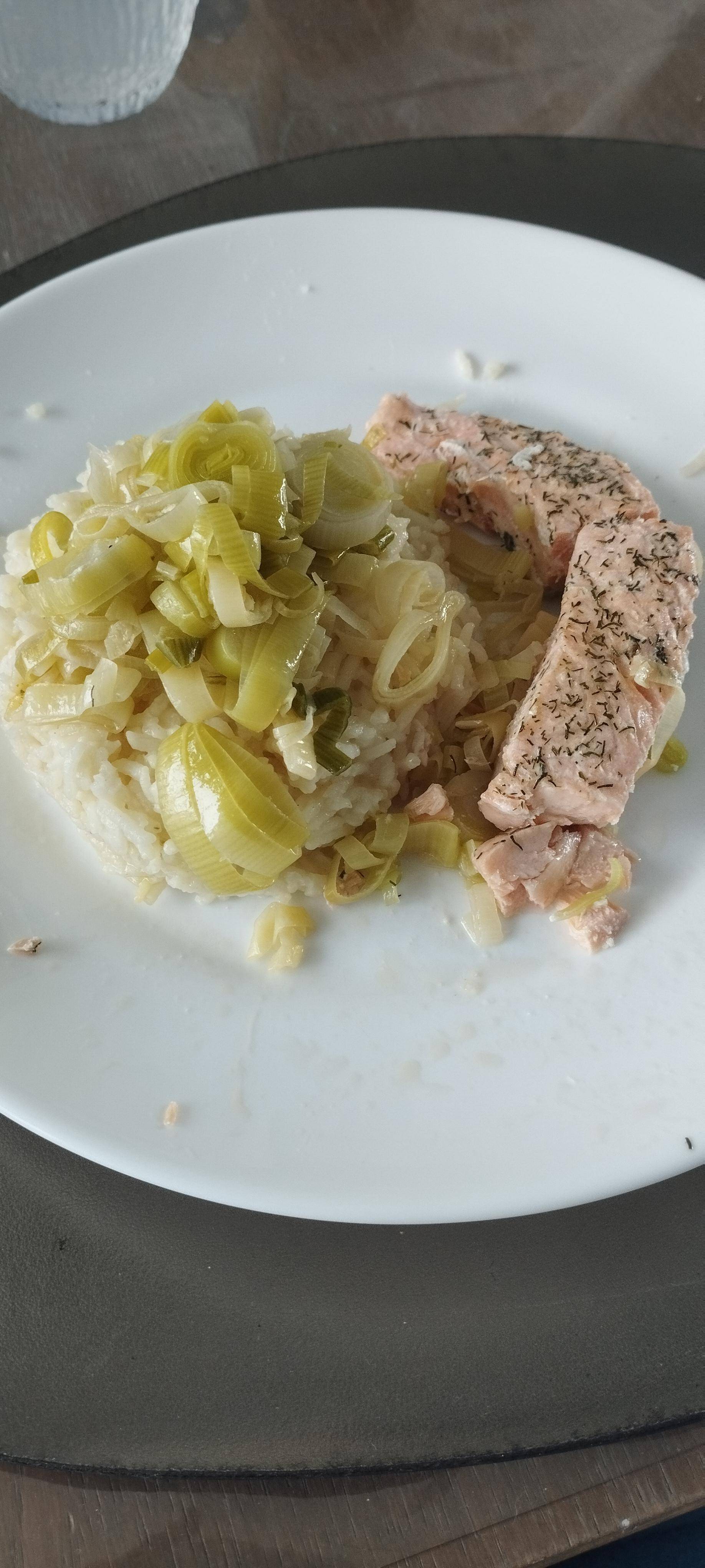 Saumon, riz et poireaux - Recette Companion Connect XL | Moulinex
