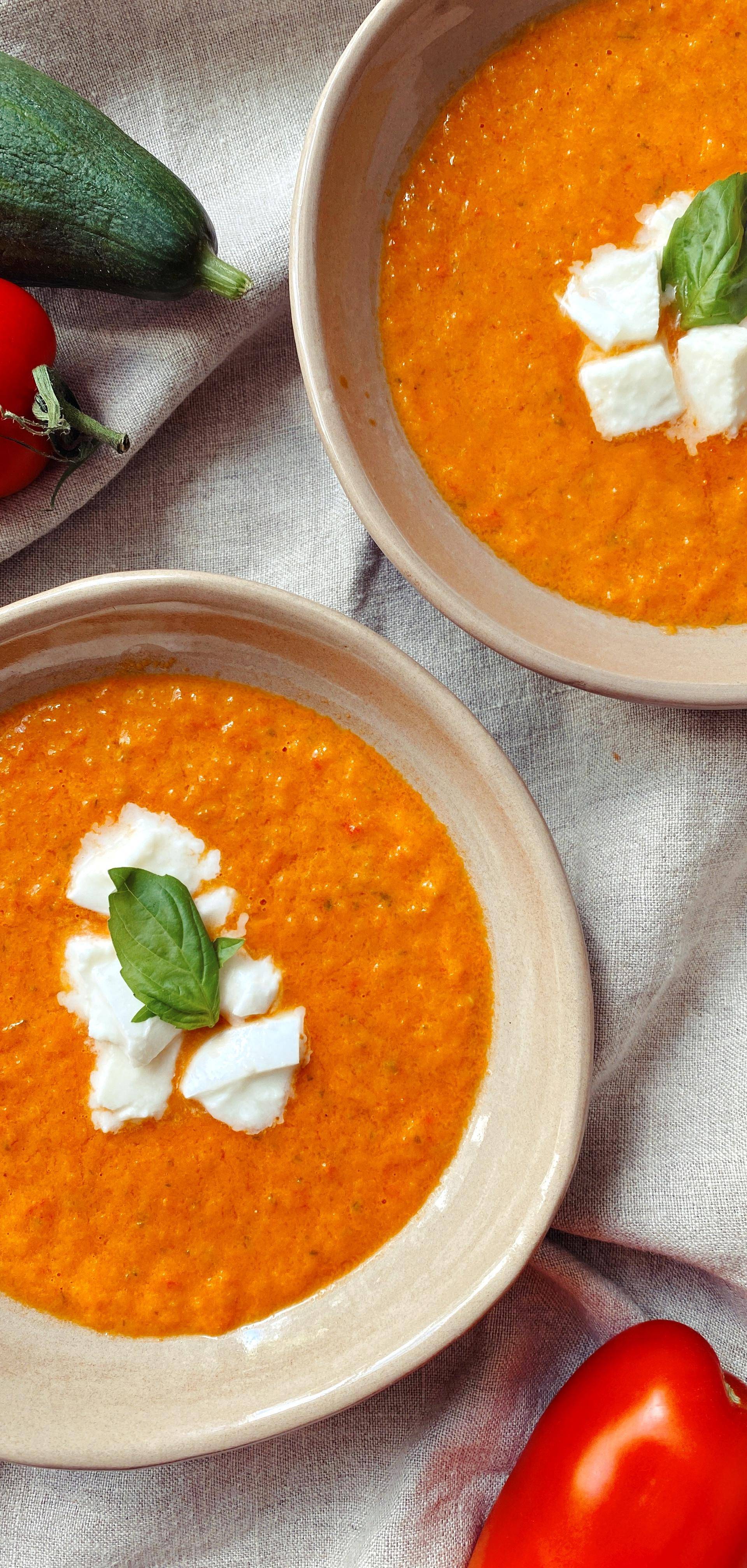 Groenten gaspacho met mozzarella - Recette Companion | Moulinex