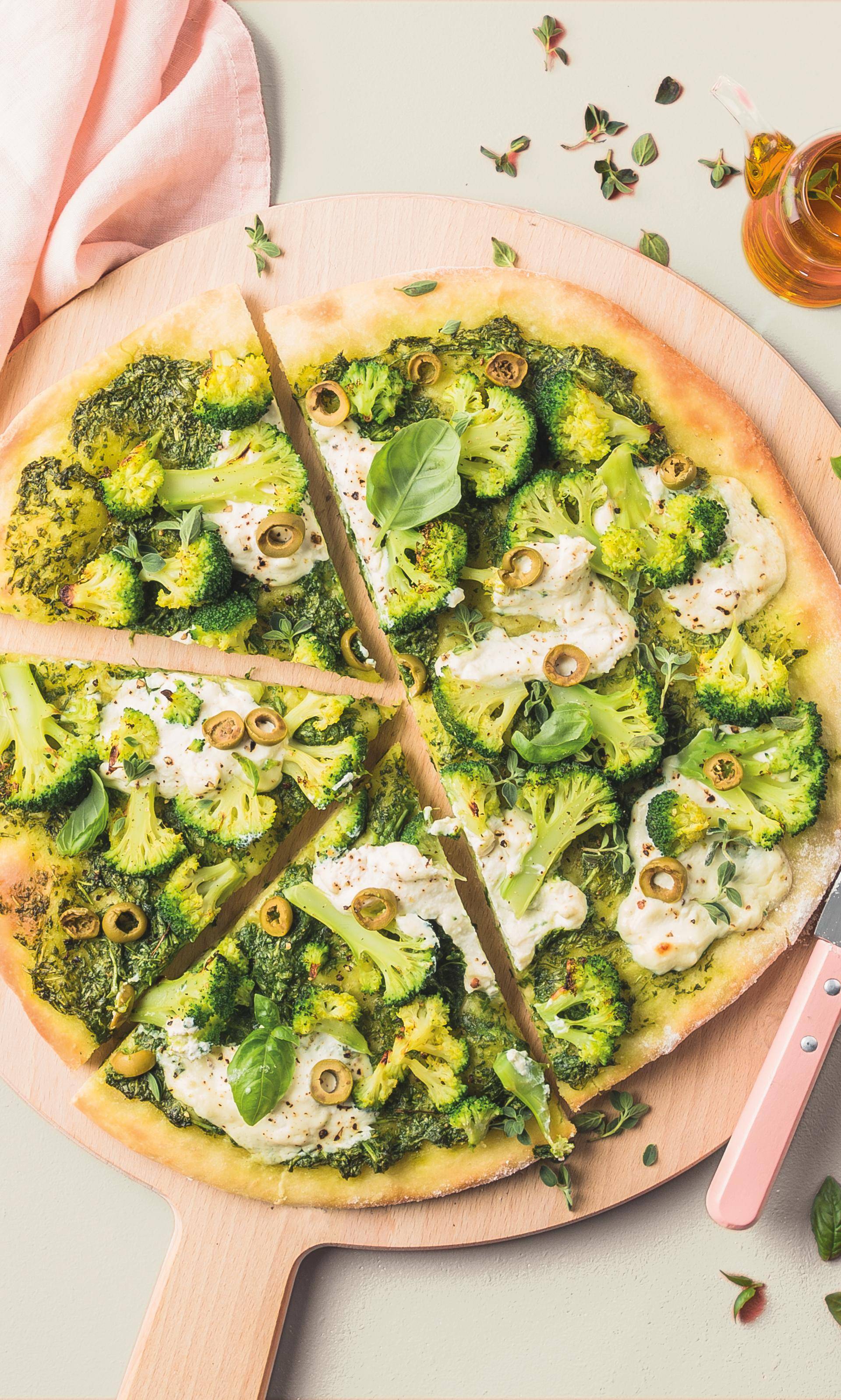 Witte pizza met ricotta en broccoli - Recette Easy Fry Compact | Moulinex