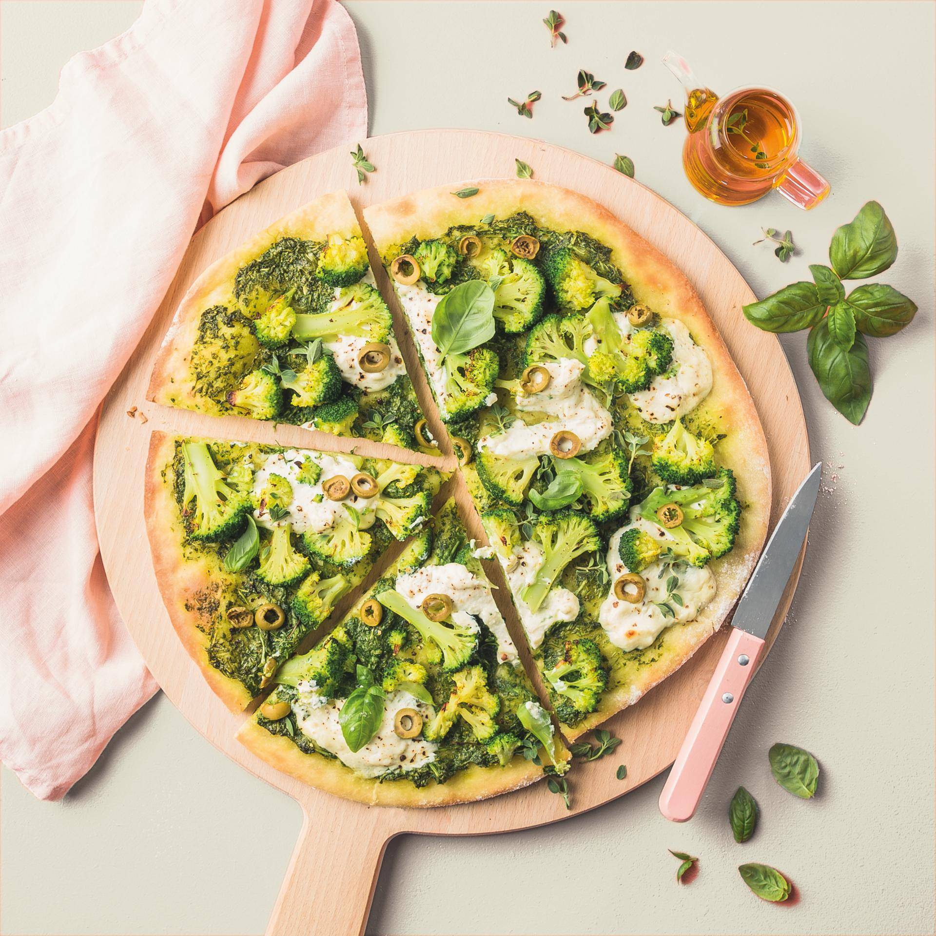 Witte pizza met ricotta en broccoli - Recette Easy Fry Compact | Moulinex