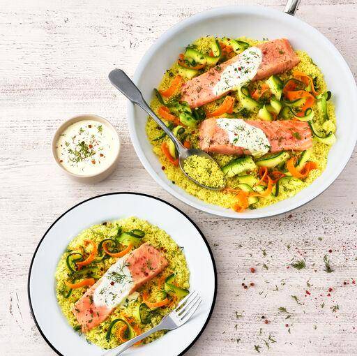 Pavés de saumon aux légumes - Recette Cuiseur vapeur | Moulinex