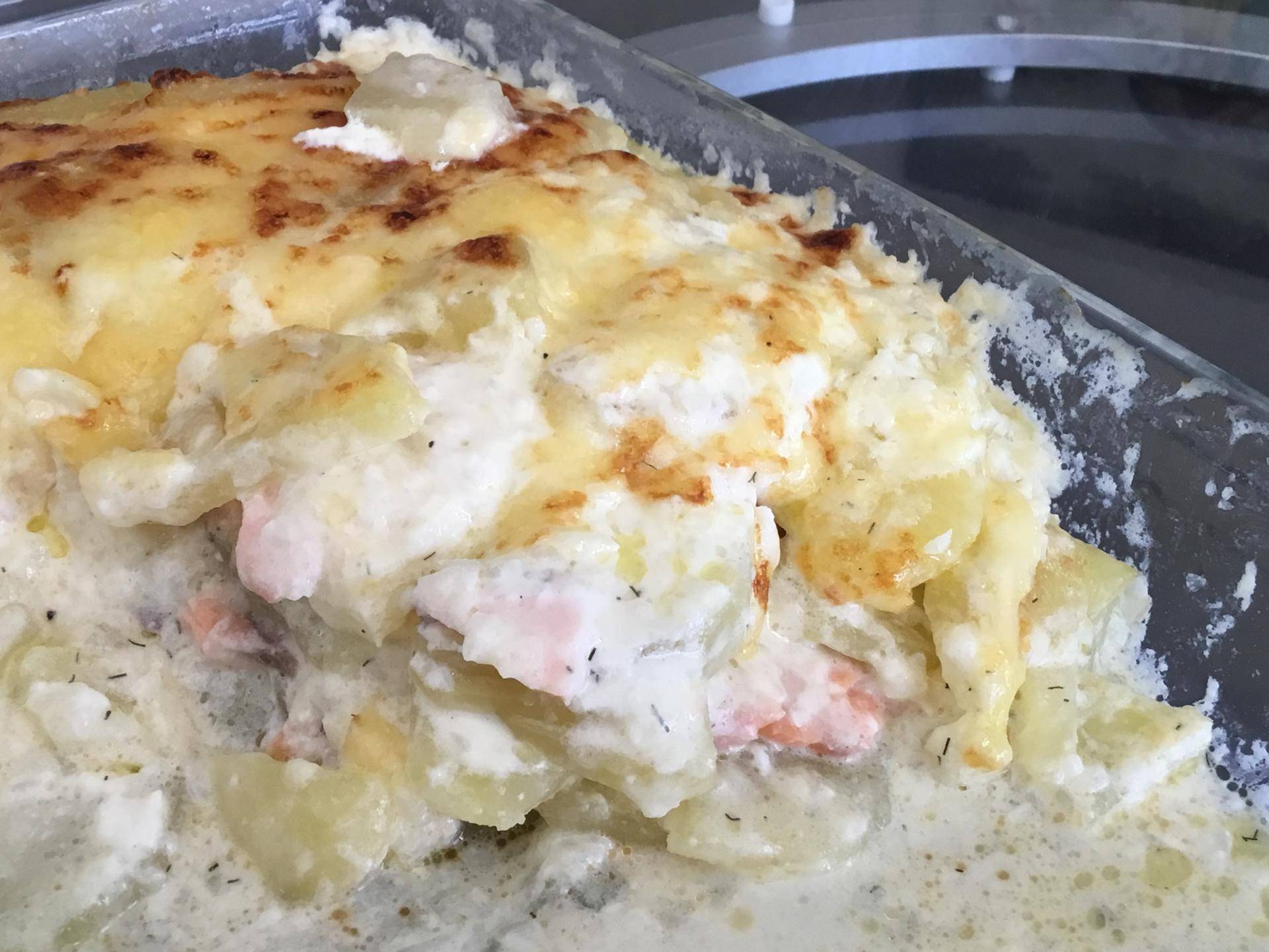 Gratin de pommes de terre aux deux saumons - Recette Companion | Moulinex
