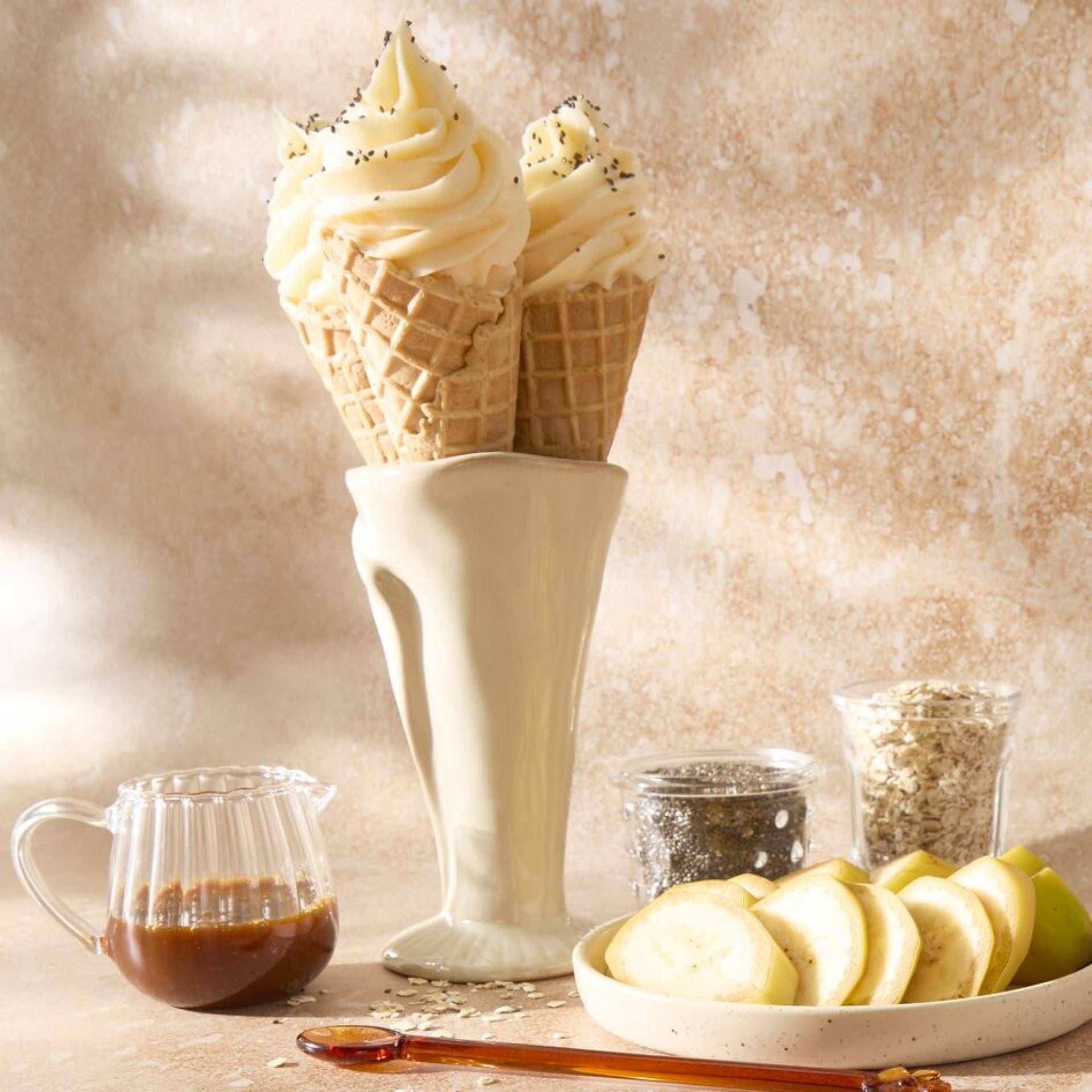 Soft ice cream protéinée à la banane - Recette Freezi | Moulinex