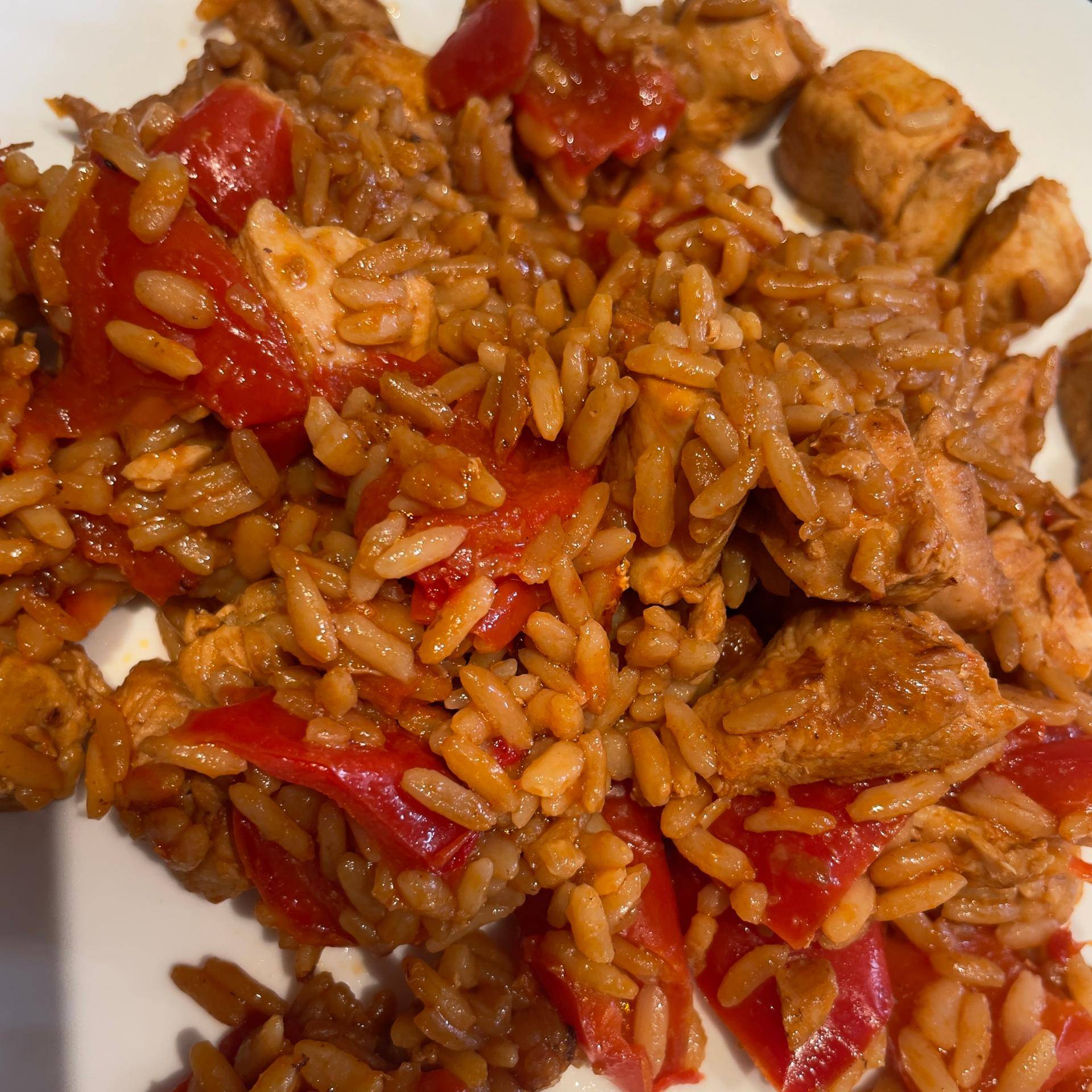 One pot rice poulet poivron rouge - Recette Cookeo V3 | Moulinex