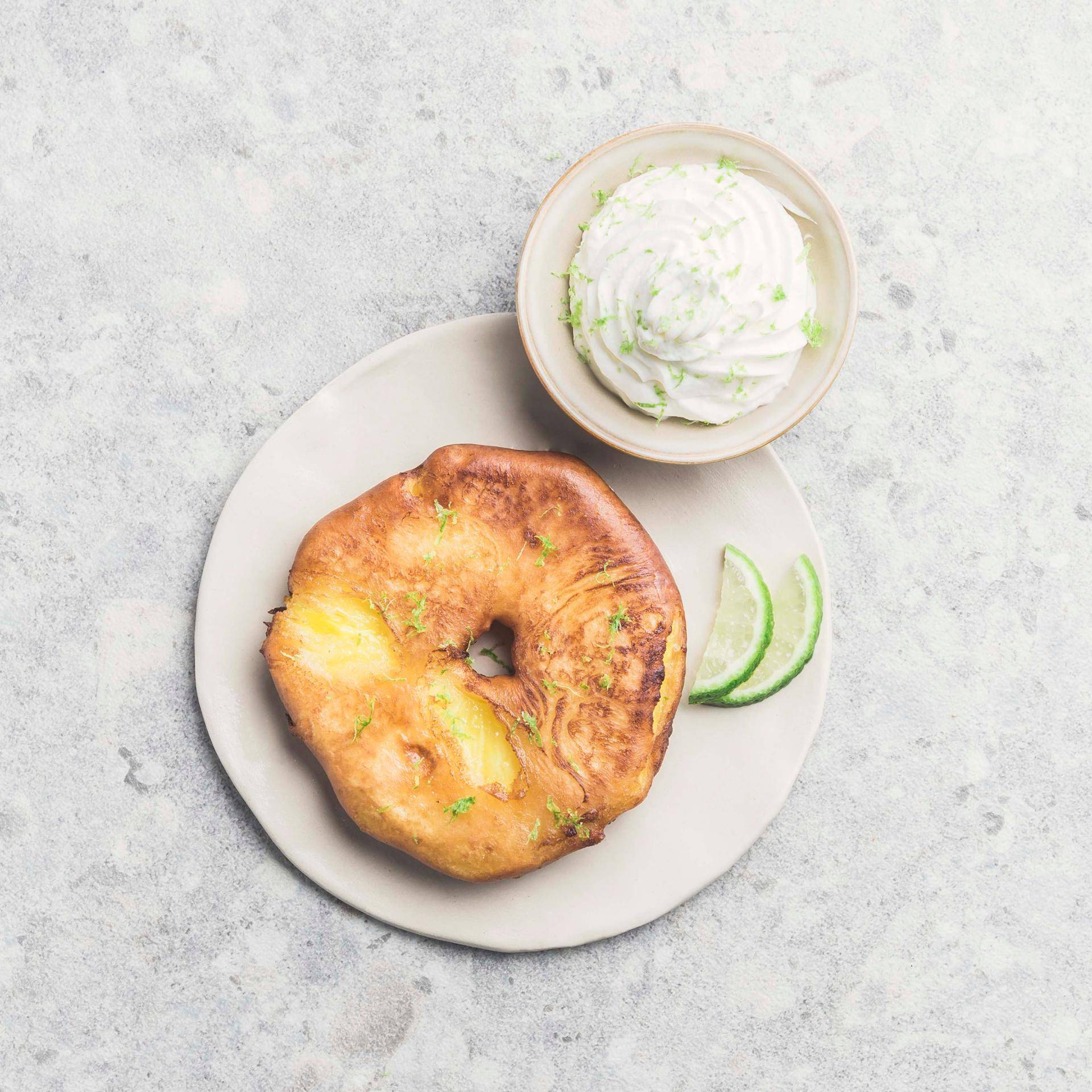 Beignet d'Ananas et crème montée au citron vert - Recette Companion | Moulinex