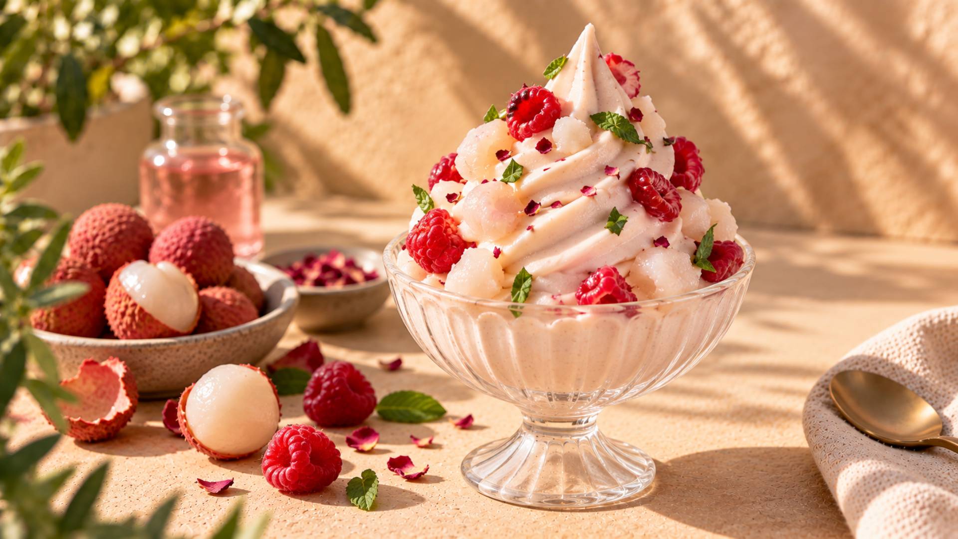 Le mariage glacé du litchi et de l'eau de rose - Recette Freezi | Moulinex