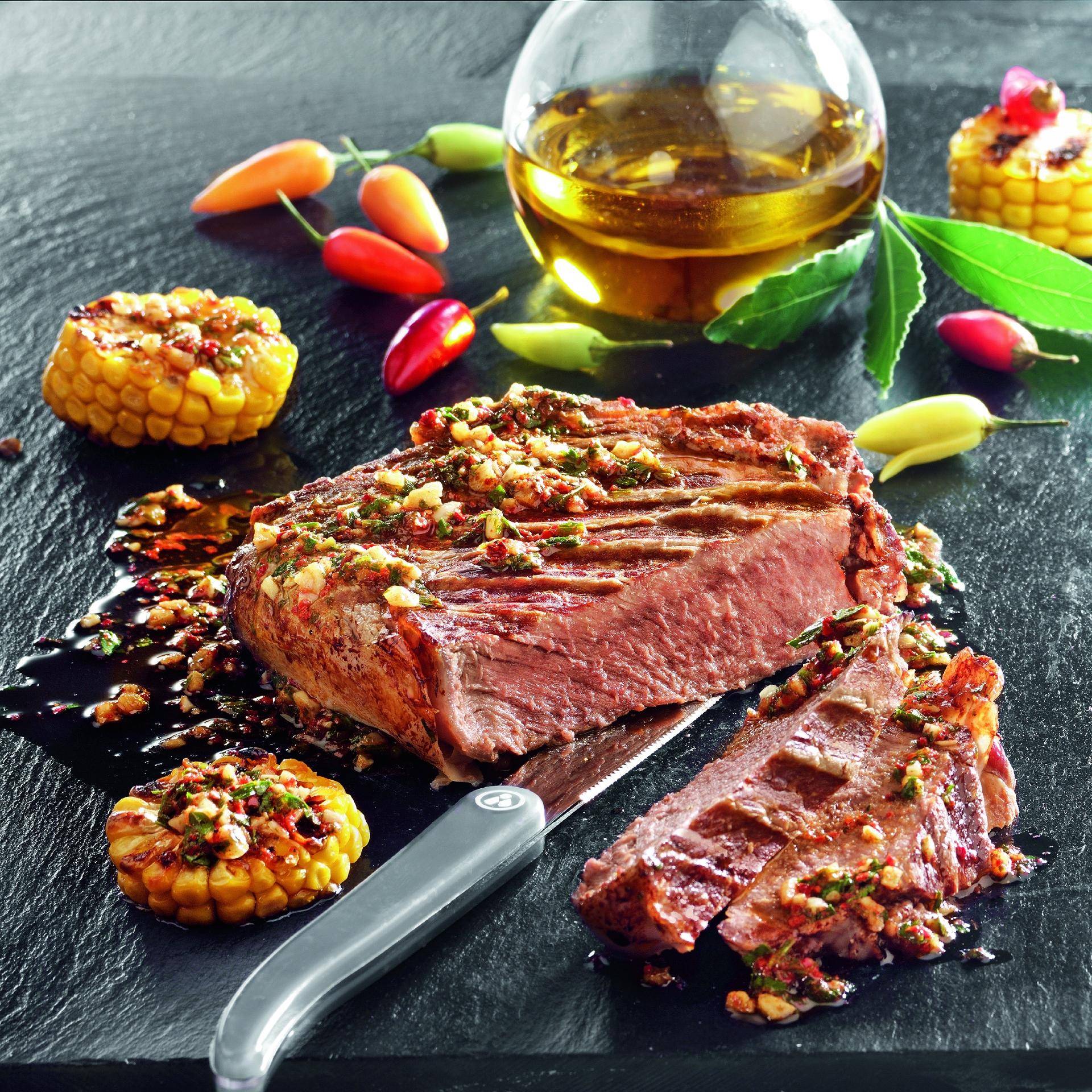 Biefstuk met chimichurrisaus - Recette EASY FRY & GRILL 2 in 1 XXL | Moulinex