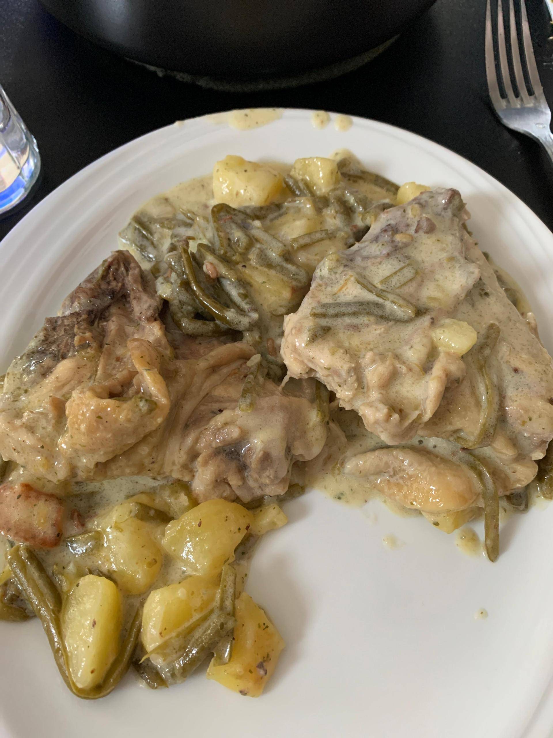 Poulet pomme de terre haricots à la crème - Recette Cookeo | Moulinex