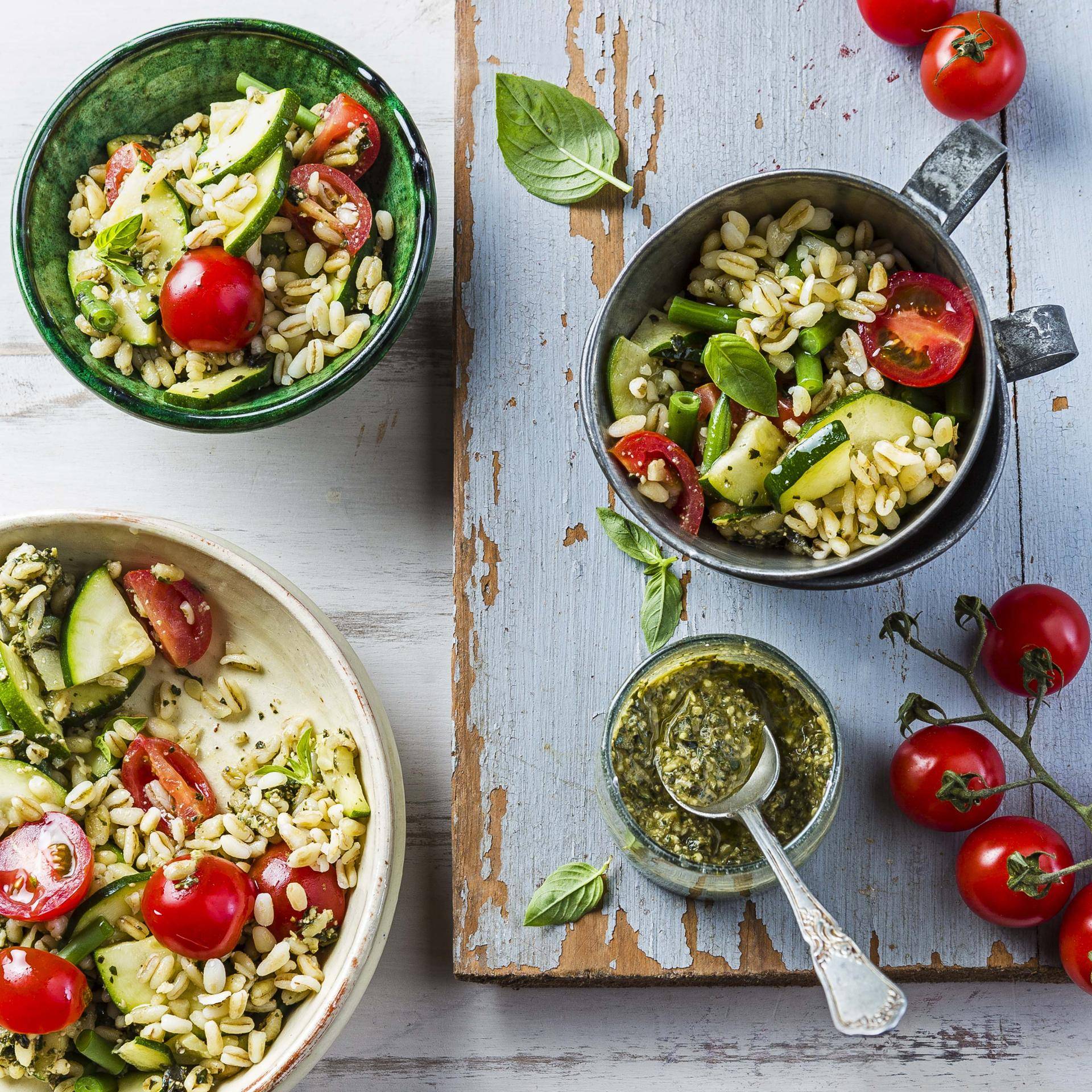 Salade de blé aux légumes et pesto - Recette Cuiseur vapeur | Moulinex
