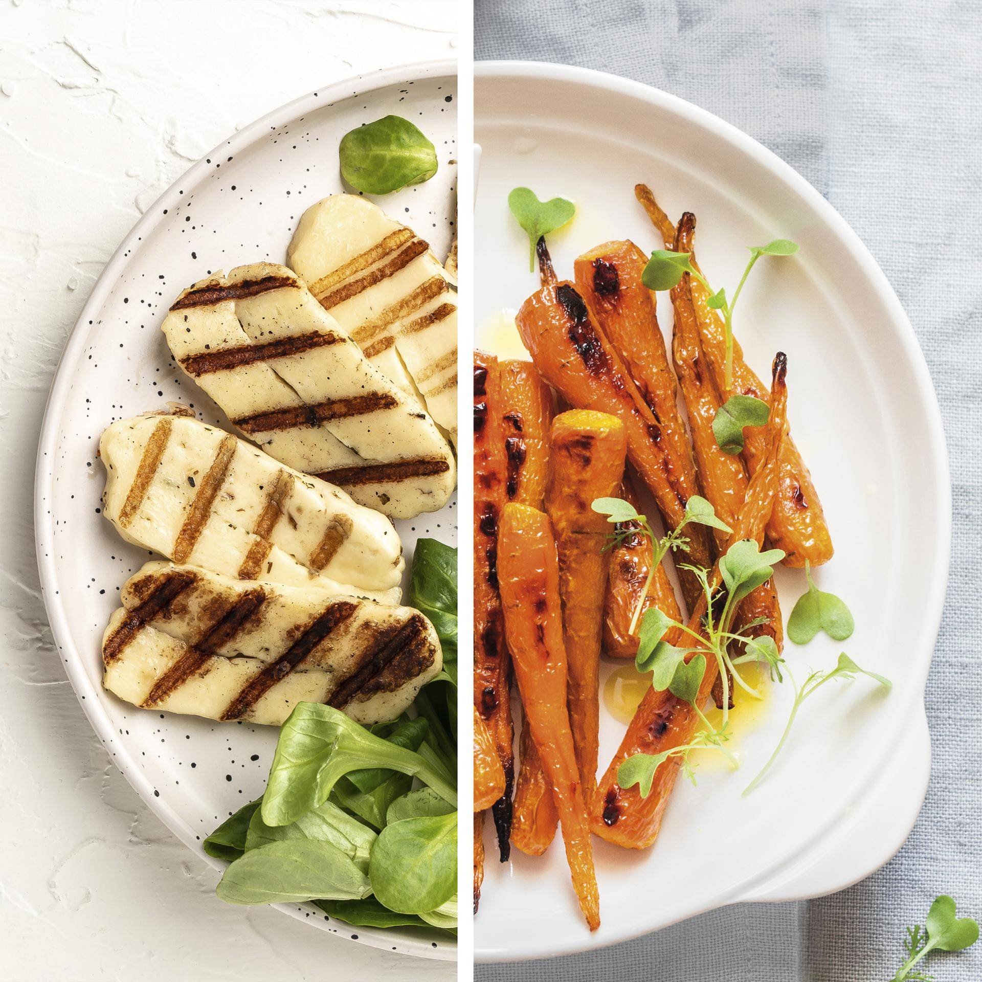 Halloumi grillé, pistaches et carottes rôties - Recette Dual EasyFry&Grill | Moulinex