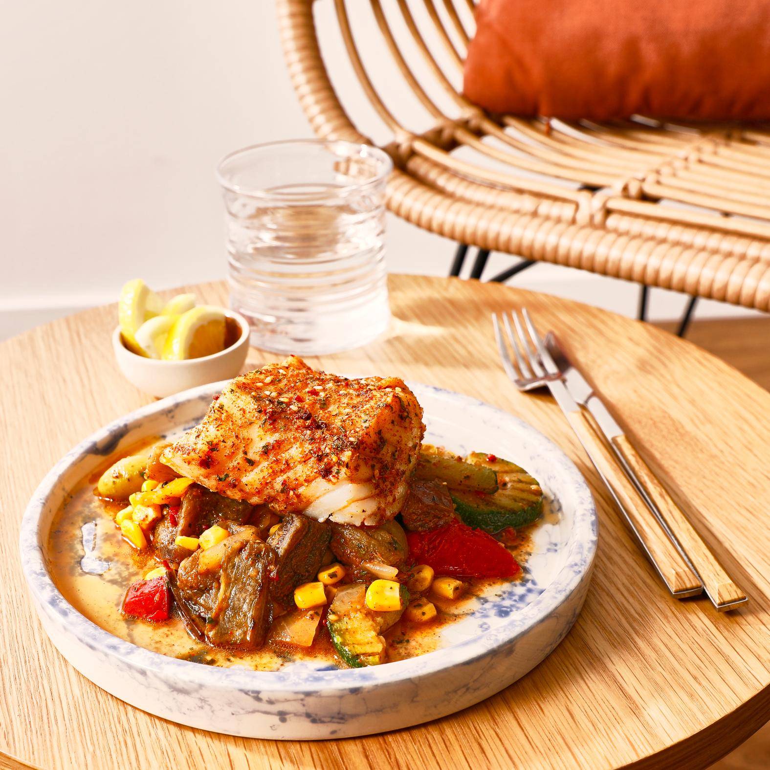 Vis met gegrilde groenten - Recette Cookeo | Moulinex