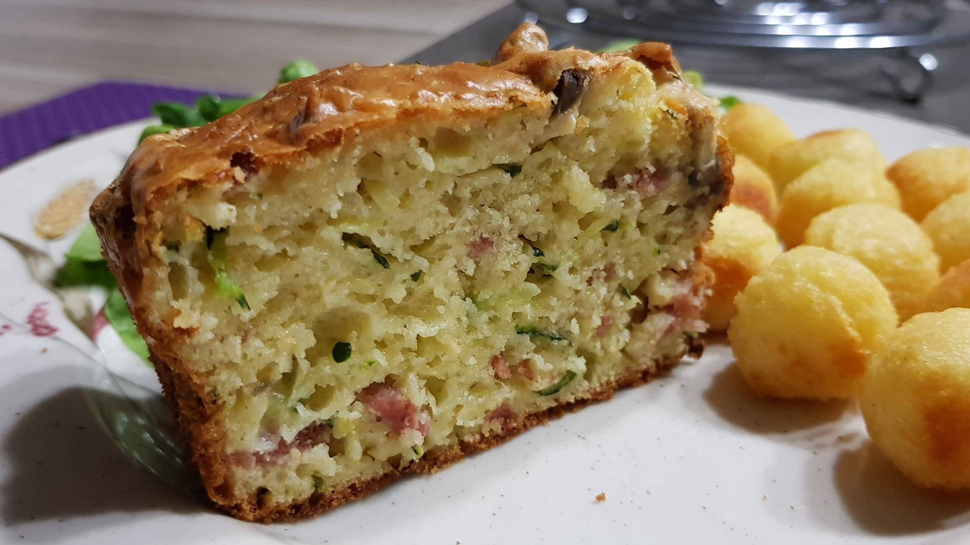 Cake courgettes, bacon, champignons - Recette Companion XL | Moulinex