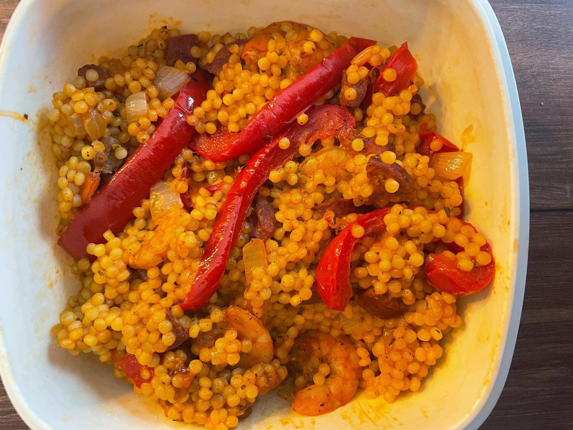 Couscous perlé, crevettes et chorizo - Recette Companion Connect XL | Moulinex