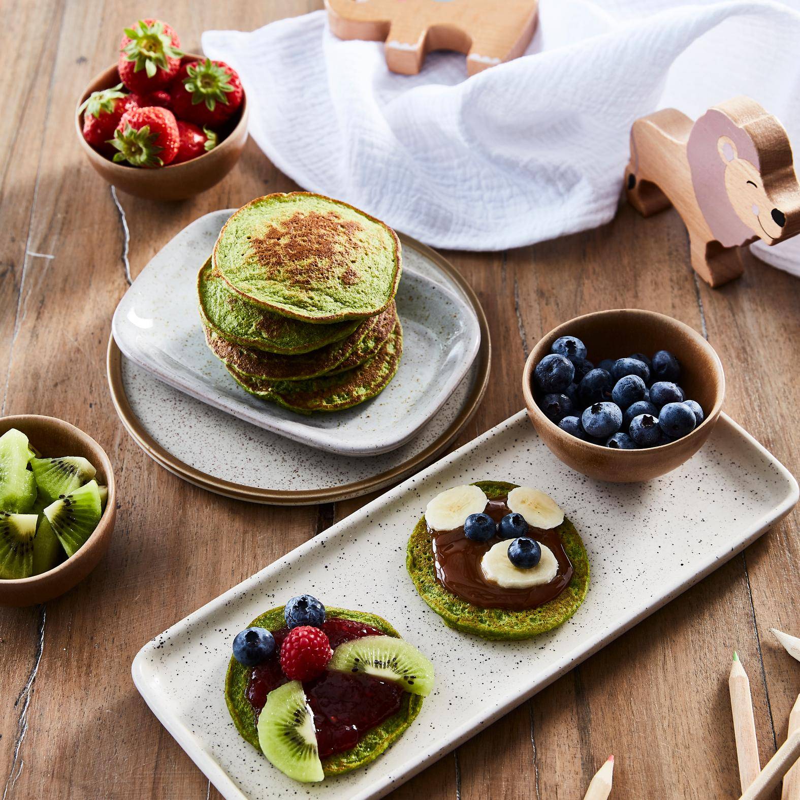 Pancakes énergie verts bananes & épinards - Recette Blend up | Moulinex