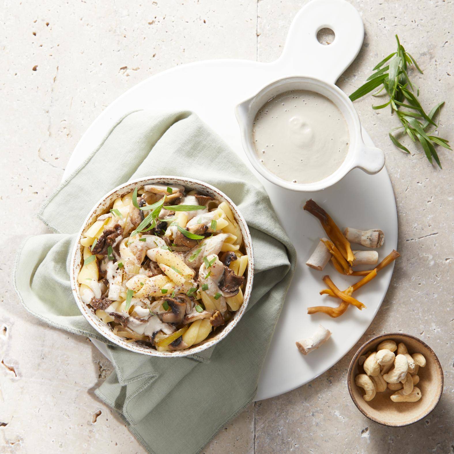 Pâtes à la sauce de pieds de champignons et cajou - Recette Perfectmix + | Moulinex