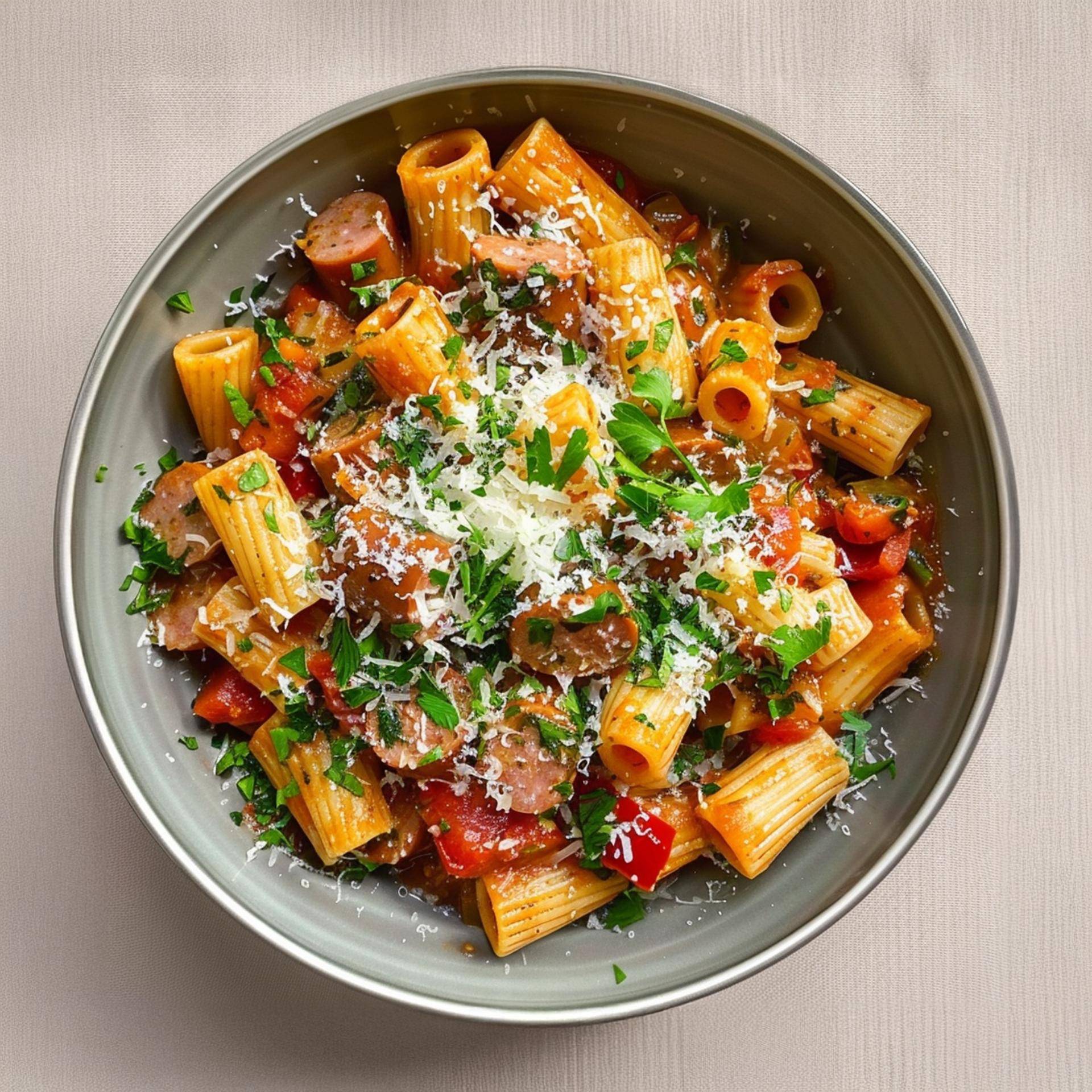 One pot pasta tomate et saucisse - Recette Cookeo | Moulinex