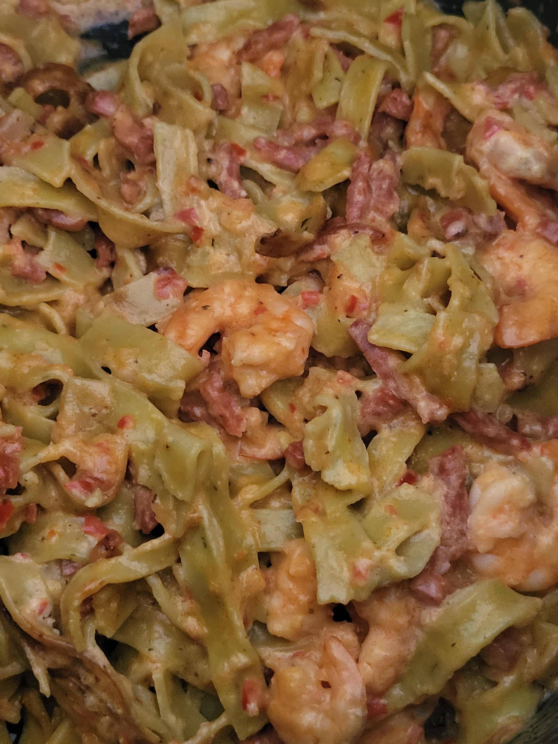 Pâtes fraîches basilic crevettes chorizo - Recette Cookeo | Moulinex