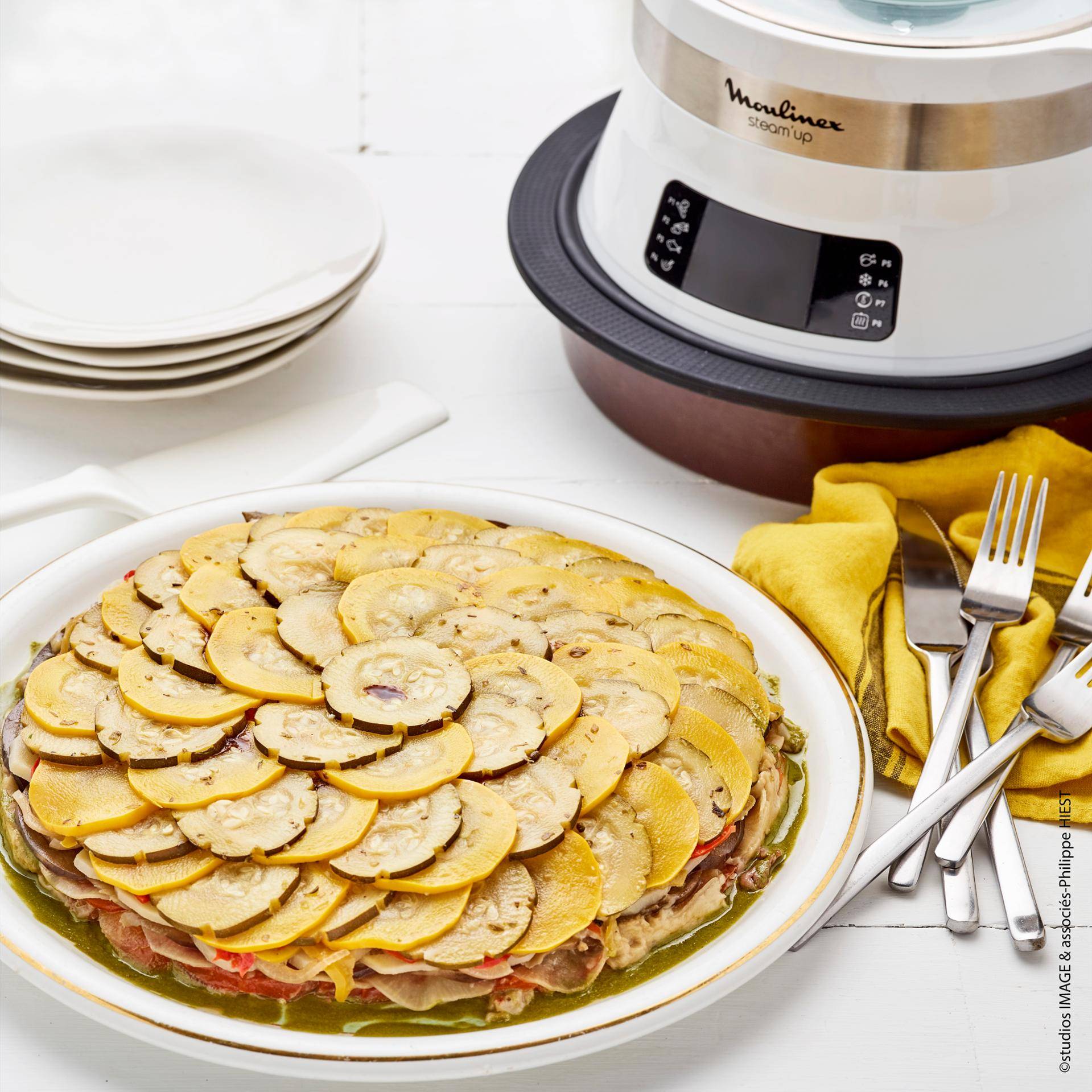 Tian de legumes et pecorino (Chef Thomas Saintandré - Chez Jo) - Recette Cuiseur vapeur | Moulinex