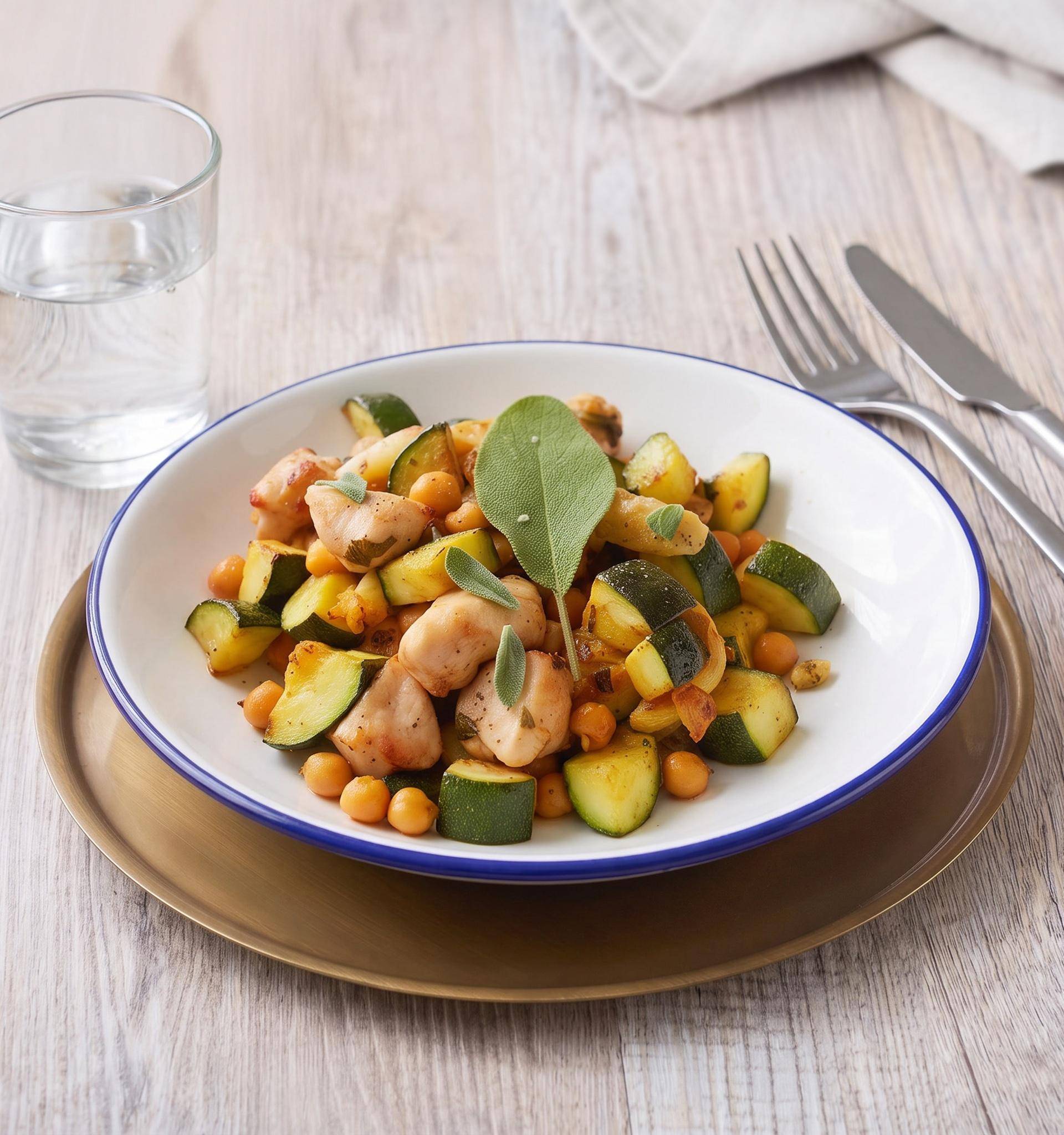 Poulet à la sauge, courgettes et pois chiches - Recette Cookeo Infinity 16in1 | Moulinex