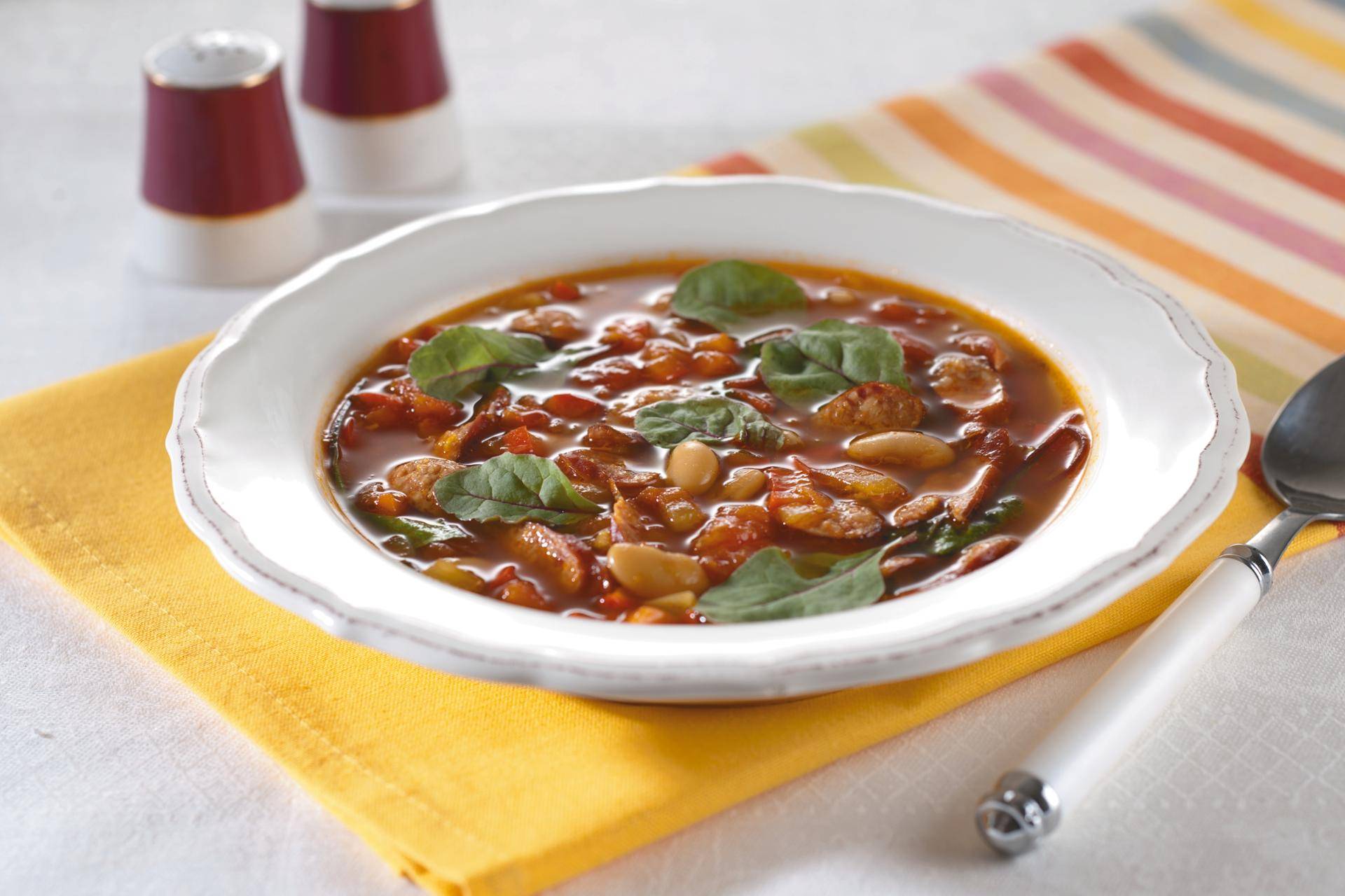 Saucisses espagnoles et soupe de haricots - Recette Multicuiseurs | Moulinex