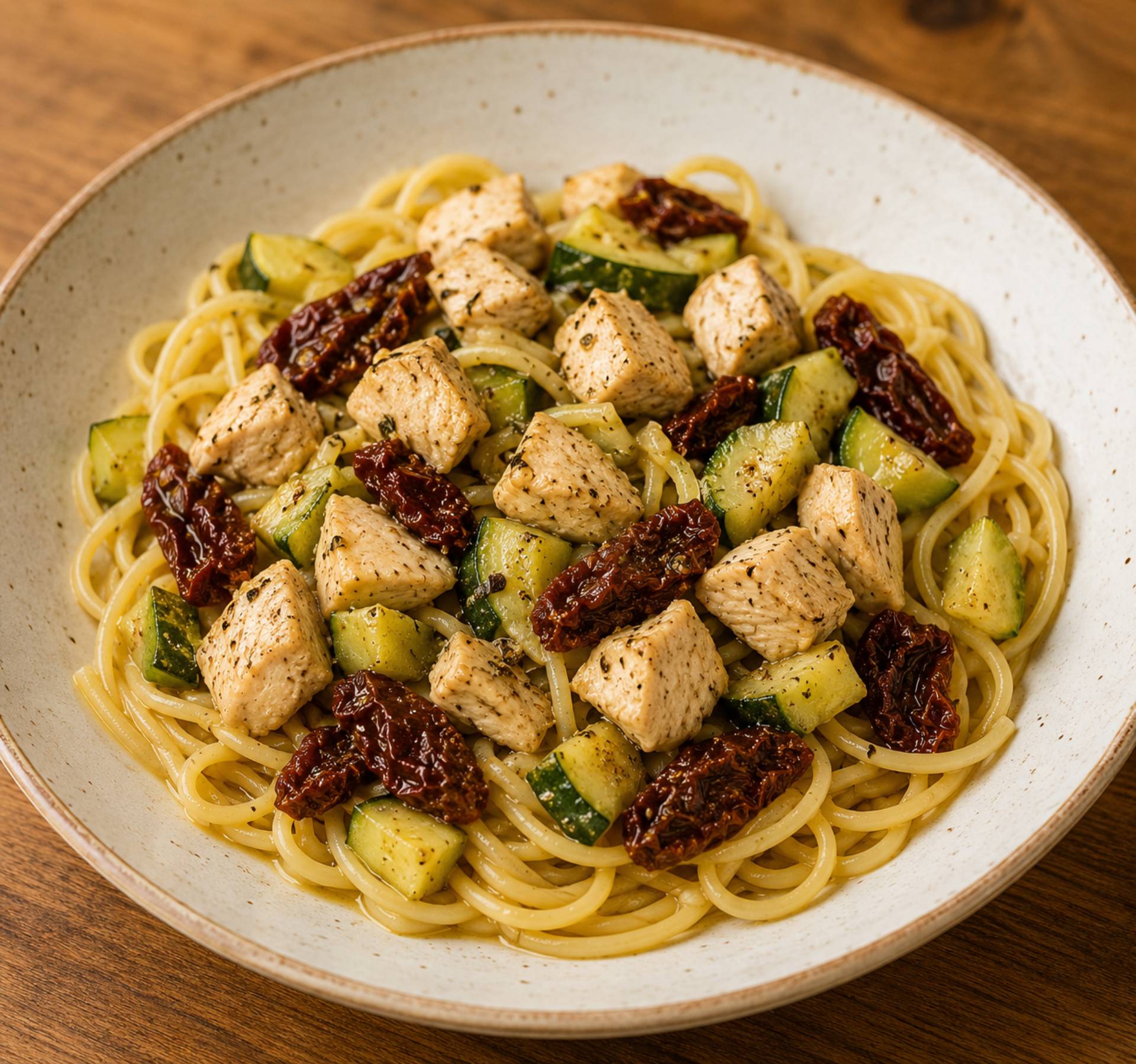 Pâte poulet courgette tomate sécher - Recette Cookeo | Moulinex