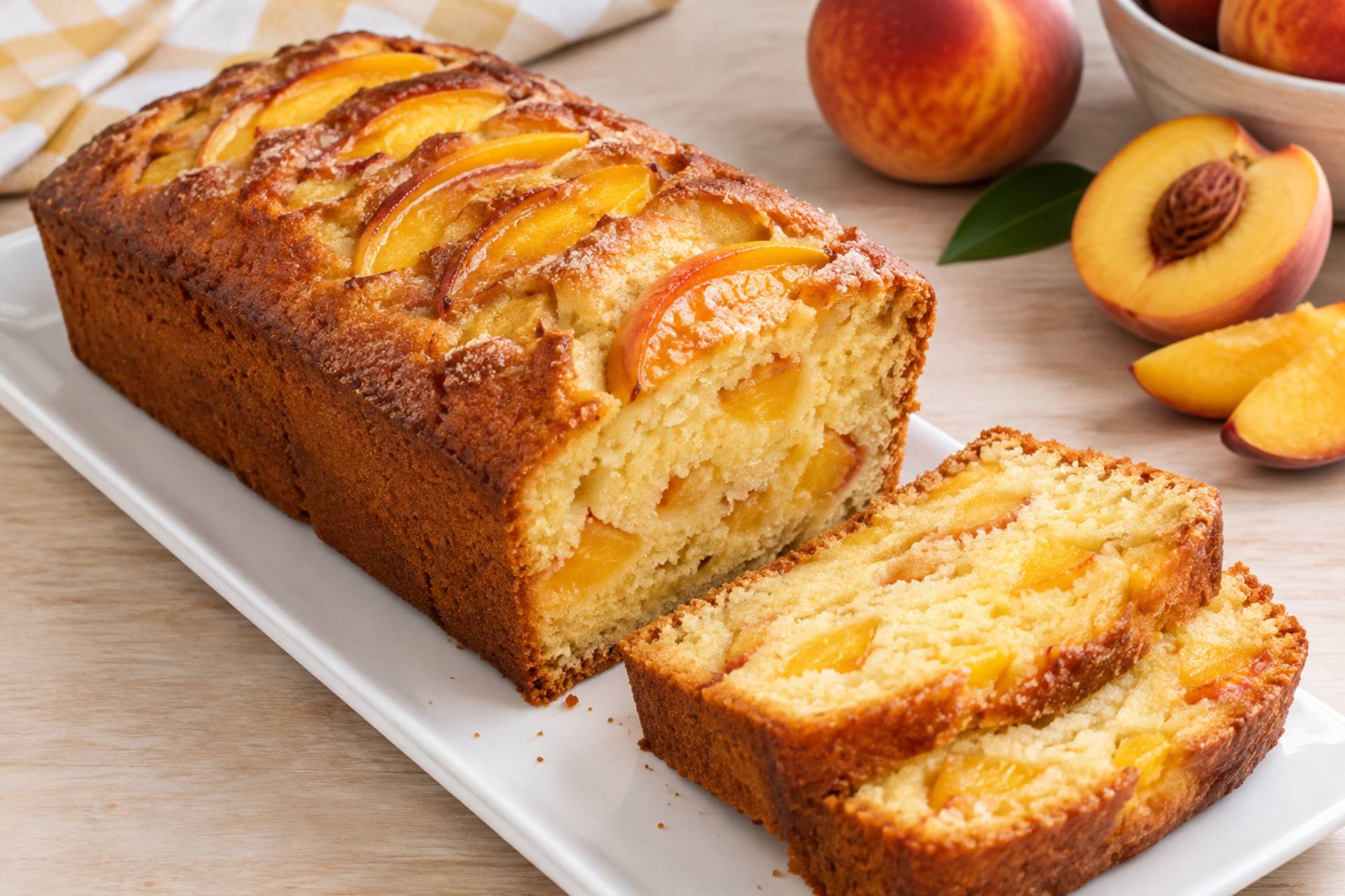 Gâteau aux pêches de ManonD - Recette Companion | Moulinex